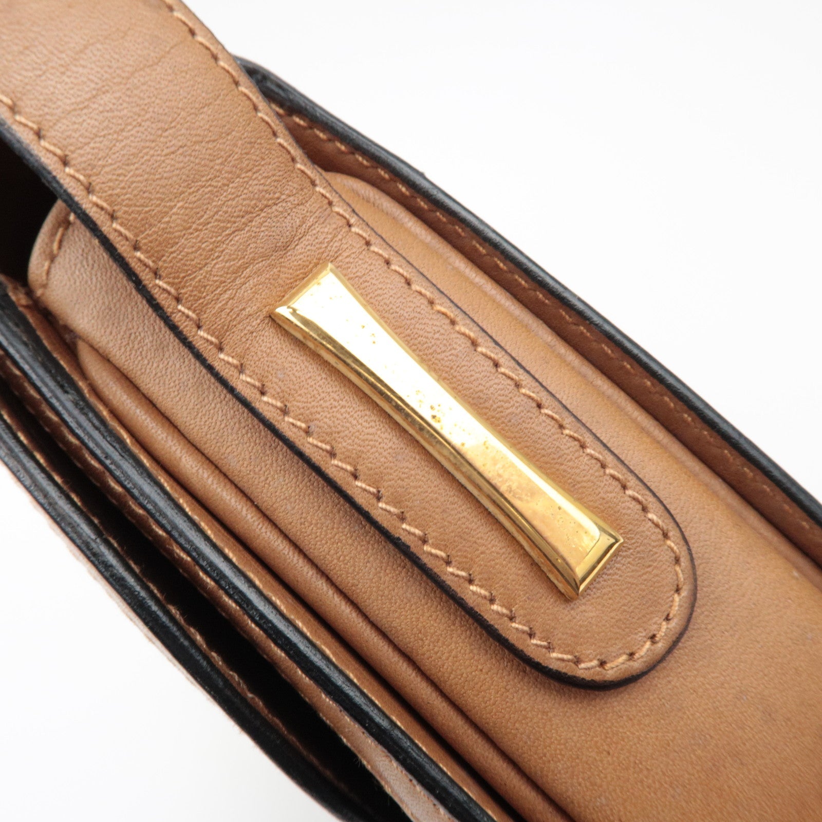 GUCCI Old Gucci Micro GG Canvas leren schoudertas zwartbruin