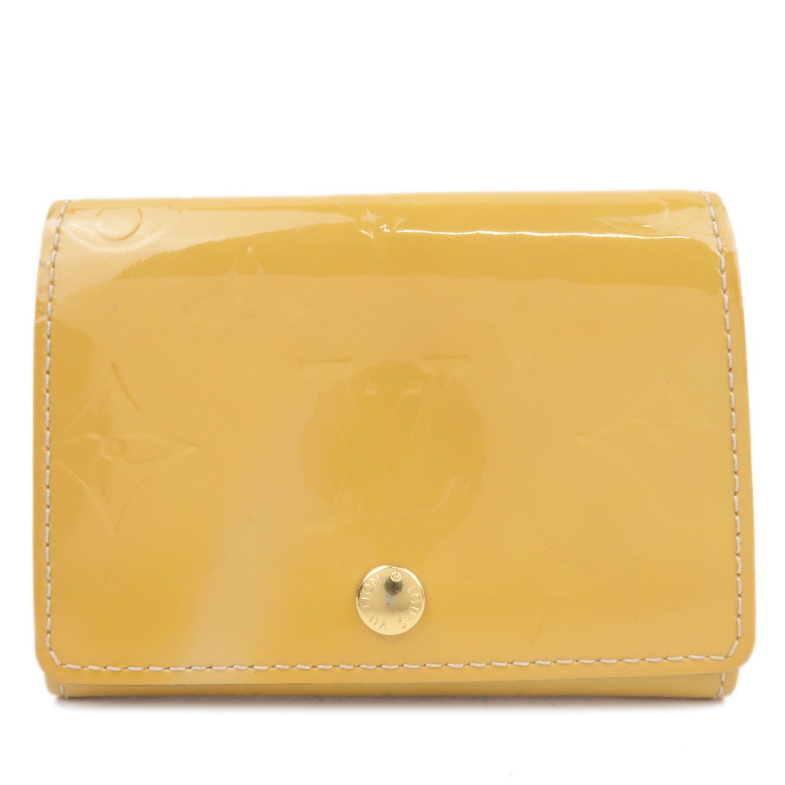 Louis Vuitton Monogram Vernis Envelope Carte De Visite Card Case Beige CA4134 *Box196841