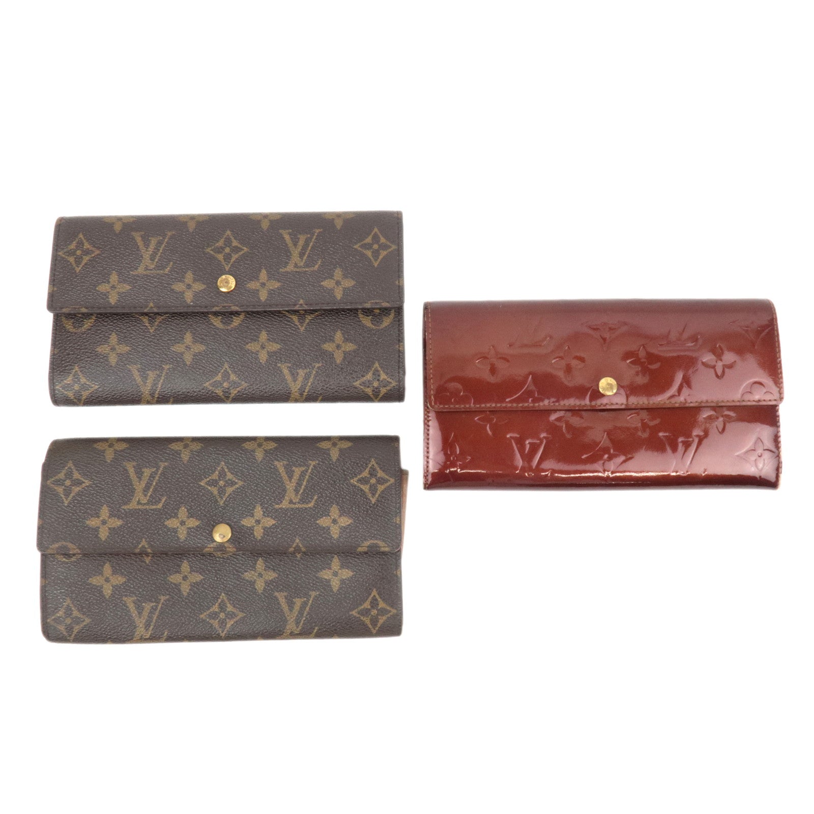 Louis Vuitton Set of 3 Wallet Monogram Portefeuille International M61217 & Pochette Porte Monnaie M61725 & Vernis Pochette Porte Monnaie Credit M9117452478