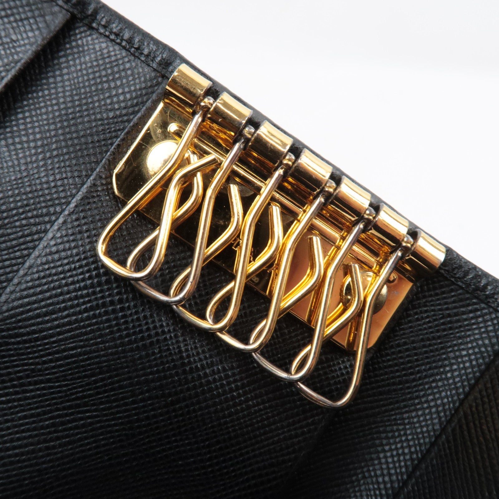 Set of 2 PRADA 6 Rings Key Case Nylon Black & CHANEL Cocomark 6 Rings Key Case Caviar Skin Yellow