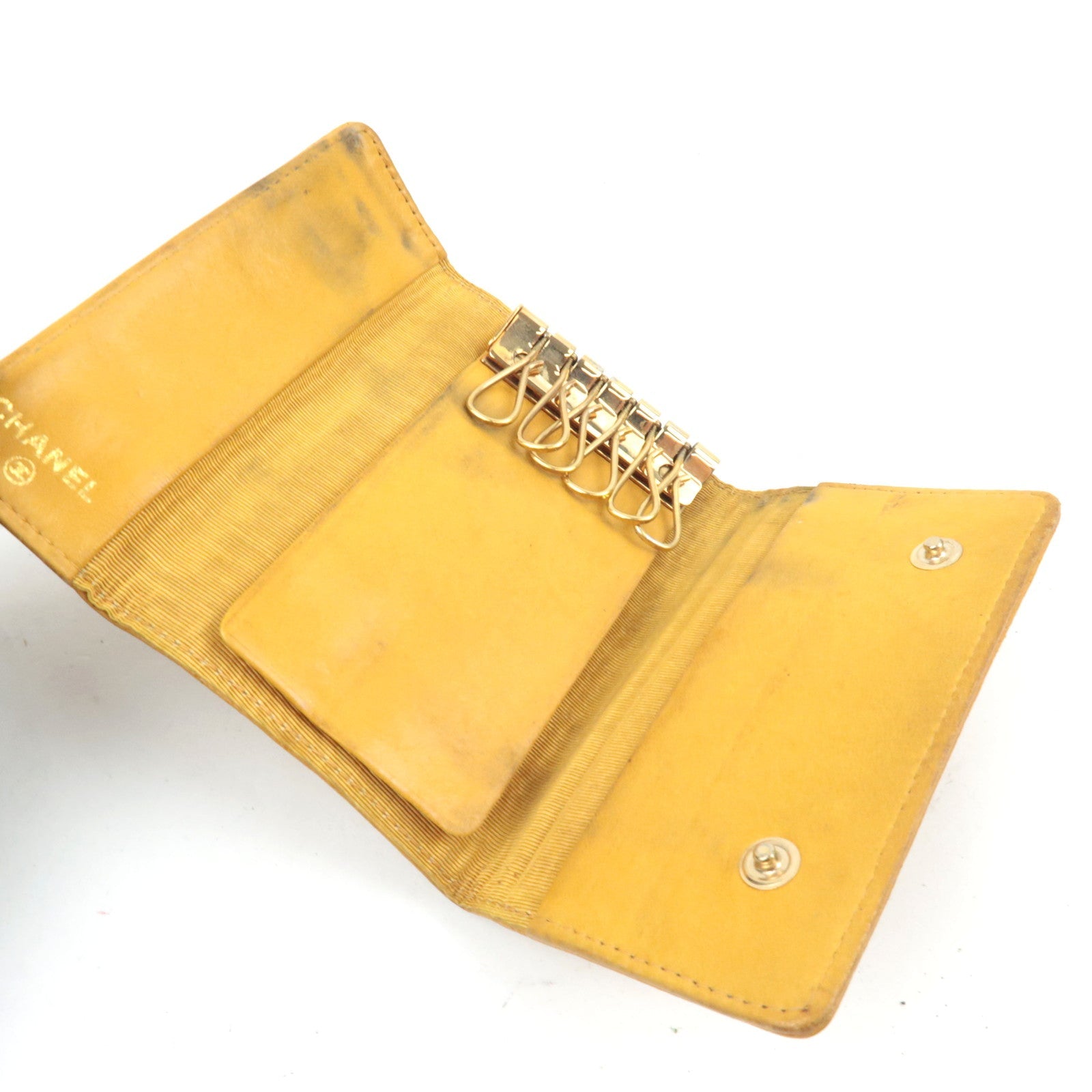 Set of 2 PRADA 6 Rings Key Case Nylon Black & CHANEL Cocomark 6 Rings Key Case Caviar Skin Yellow