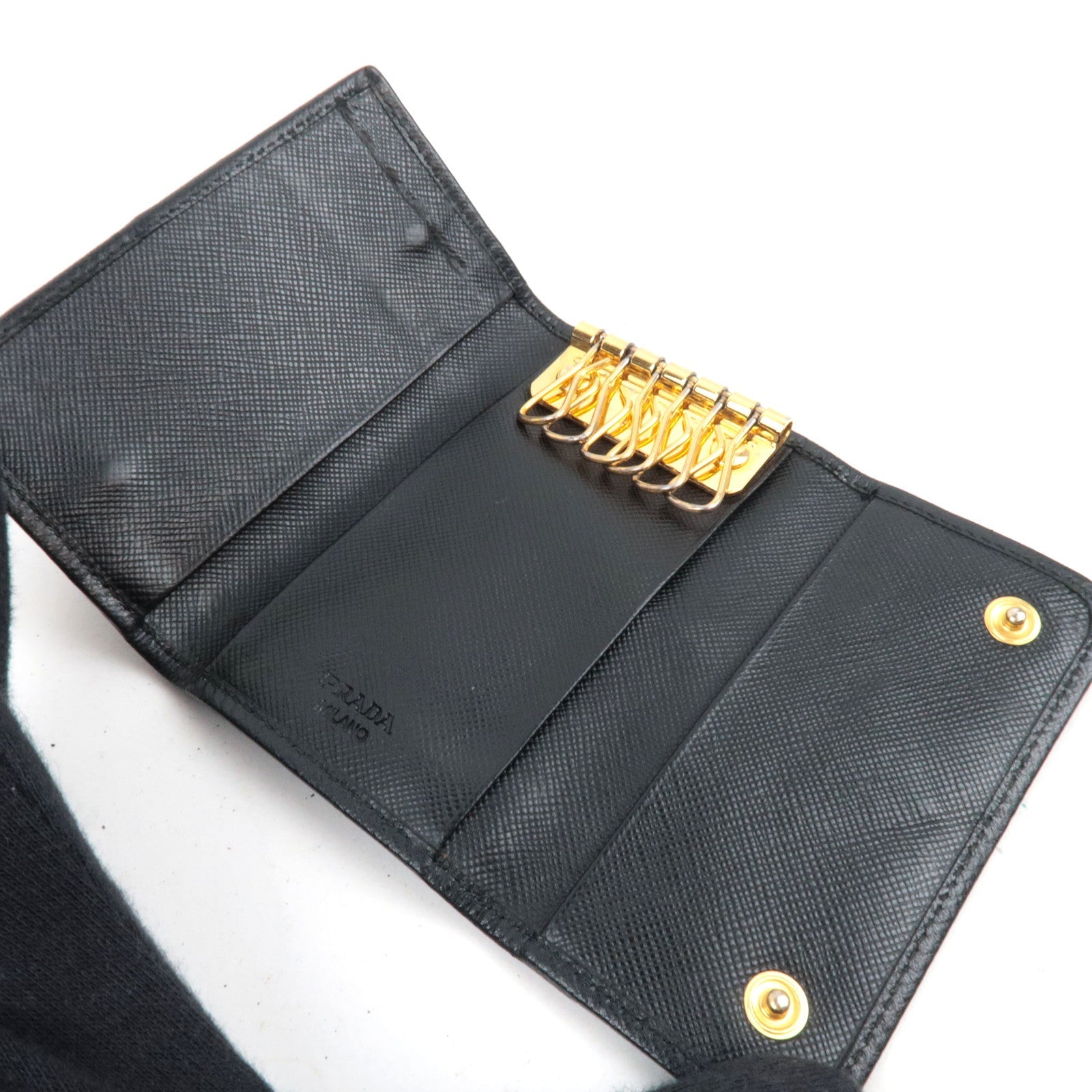 Set of 2 PRADA 6 Rings Key Case Nylon Black & CHANEL Cocomark 6 Rings Key Case Caviar Skin Yellow