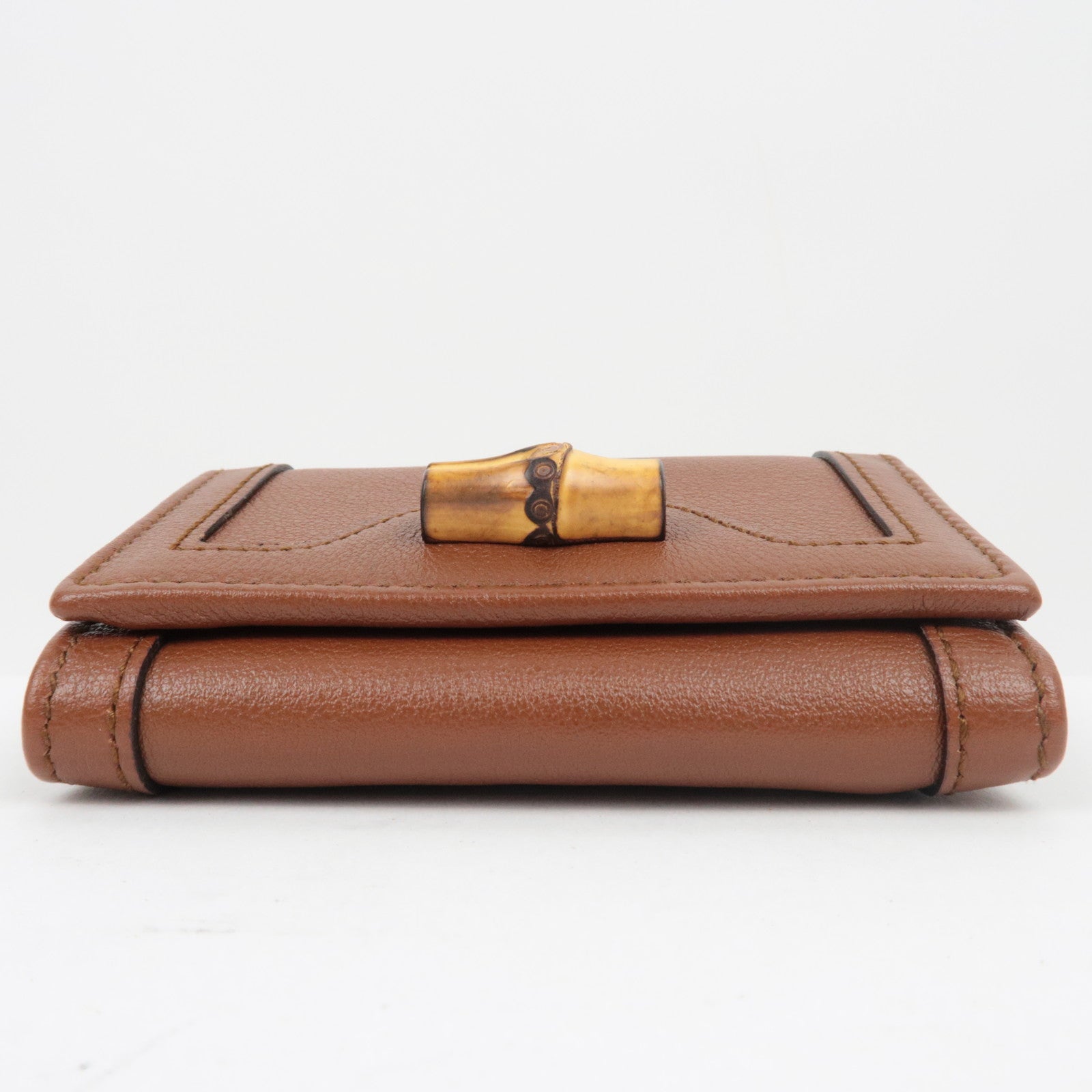 GUCCI Bamboo Diana leren drievoudige portemonnee bruin *Doos, stofzak