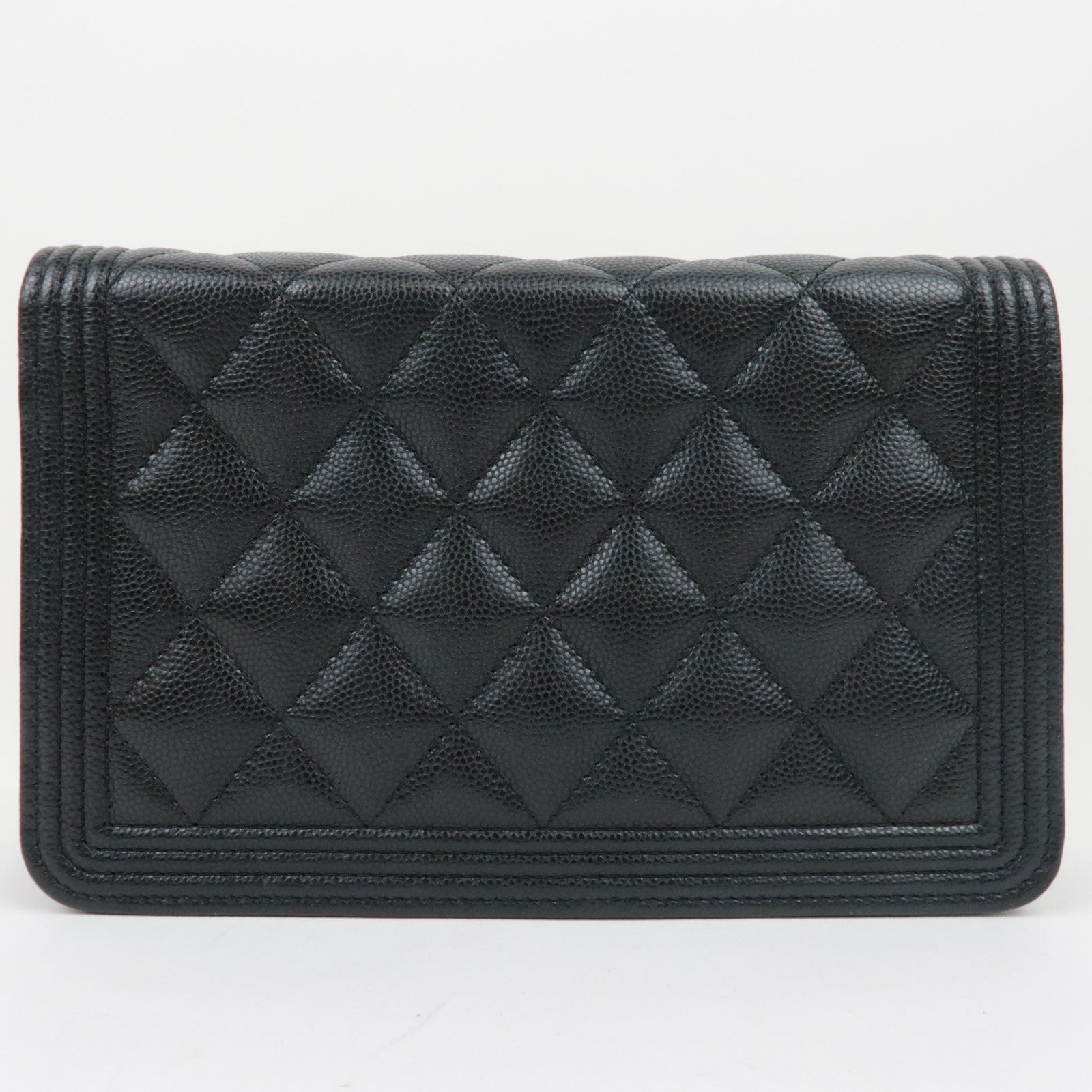 CHANEL Boy Chanel Matelasse Caviar SKin Chain Wallet Black AP1117 *Dust bag