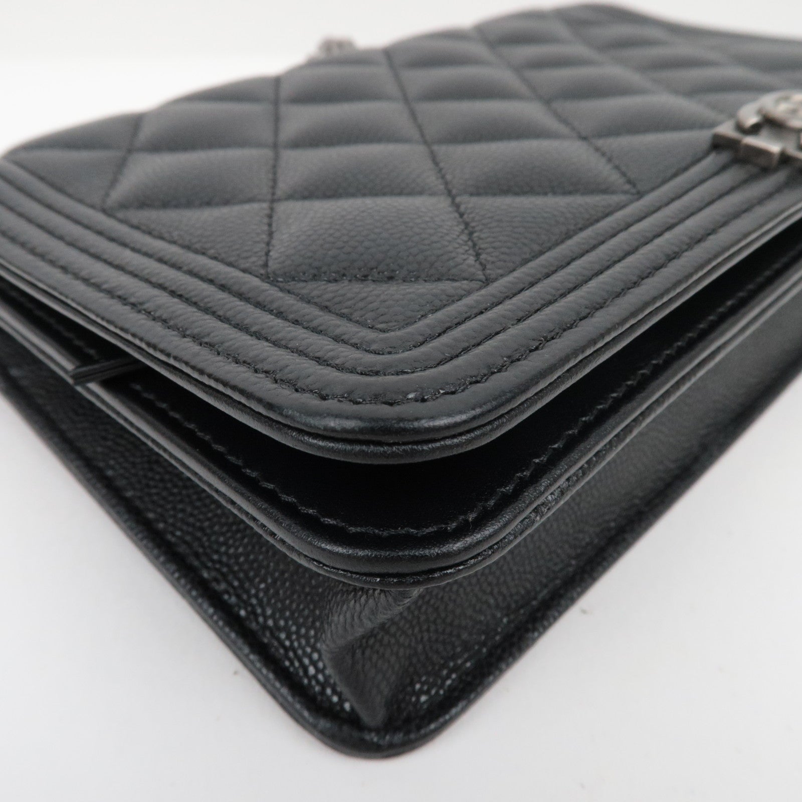 CHANEL Boy Chanel Matelasse Caviar SKin Chain Wallet Black AP1117 *Dust bag