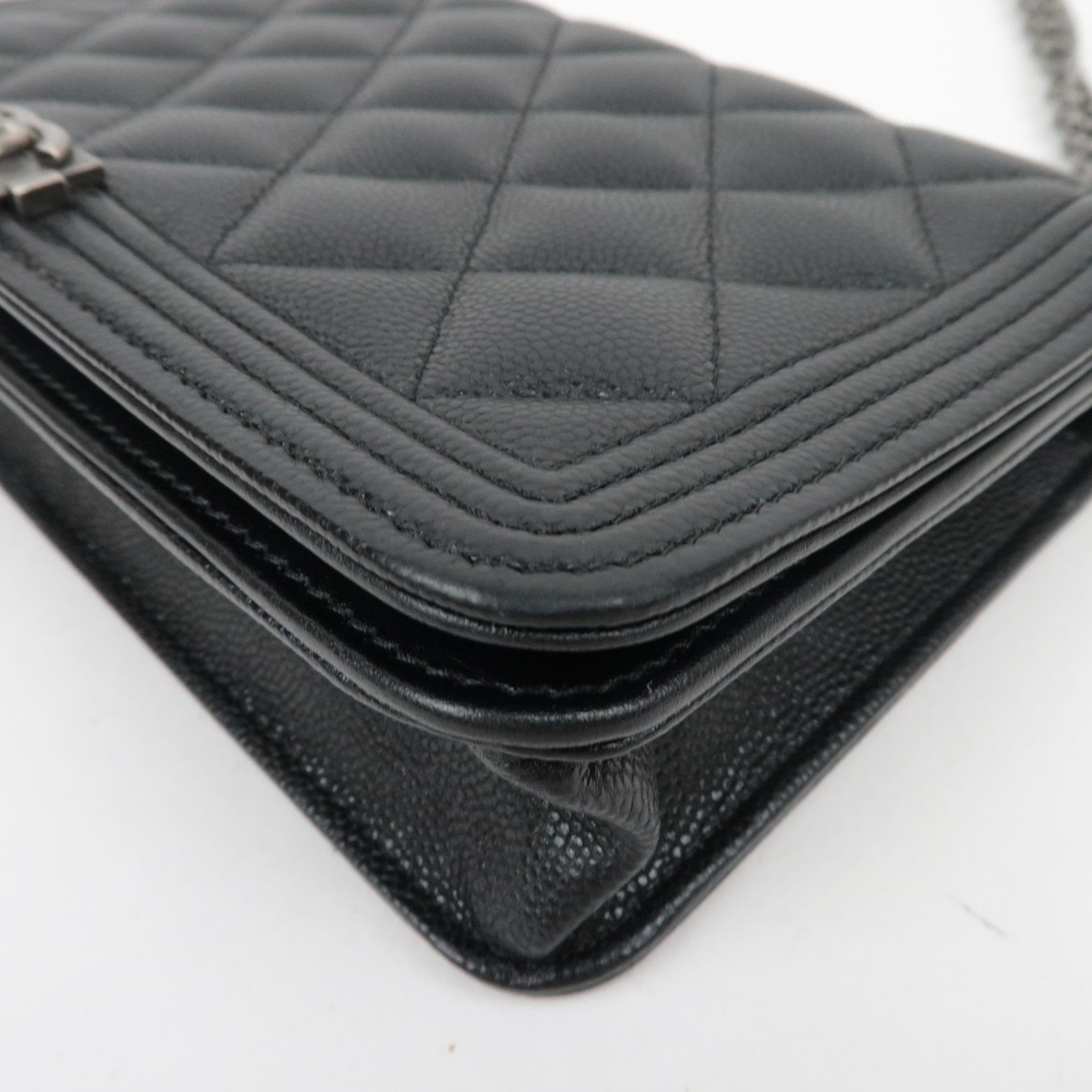 CHANEL Boy Chanel Matelasse Caviar SKin Chain Wallet Black AP1117 *Dust bag