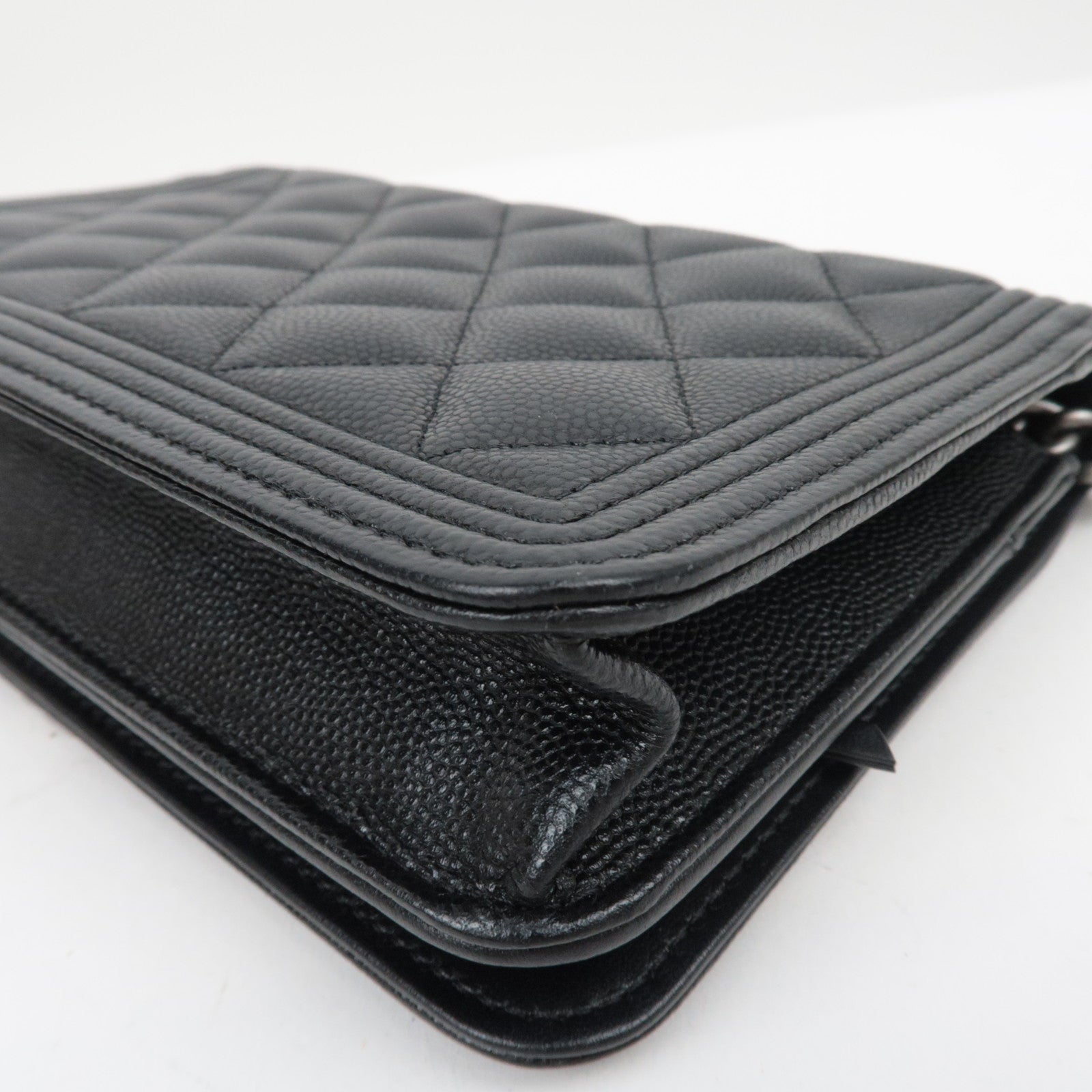 CHANEL Boy Chanel Matelasse Caviar SKin Chain Wallet Black AP1117 *Dust bag