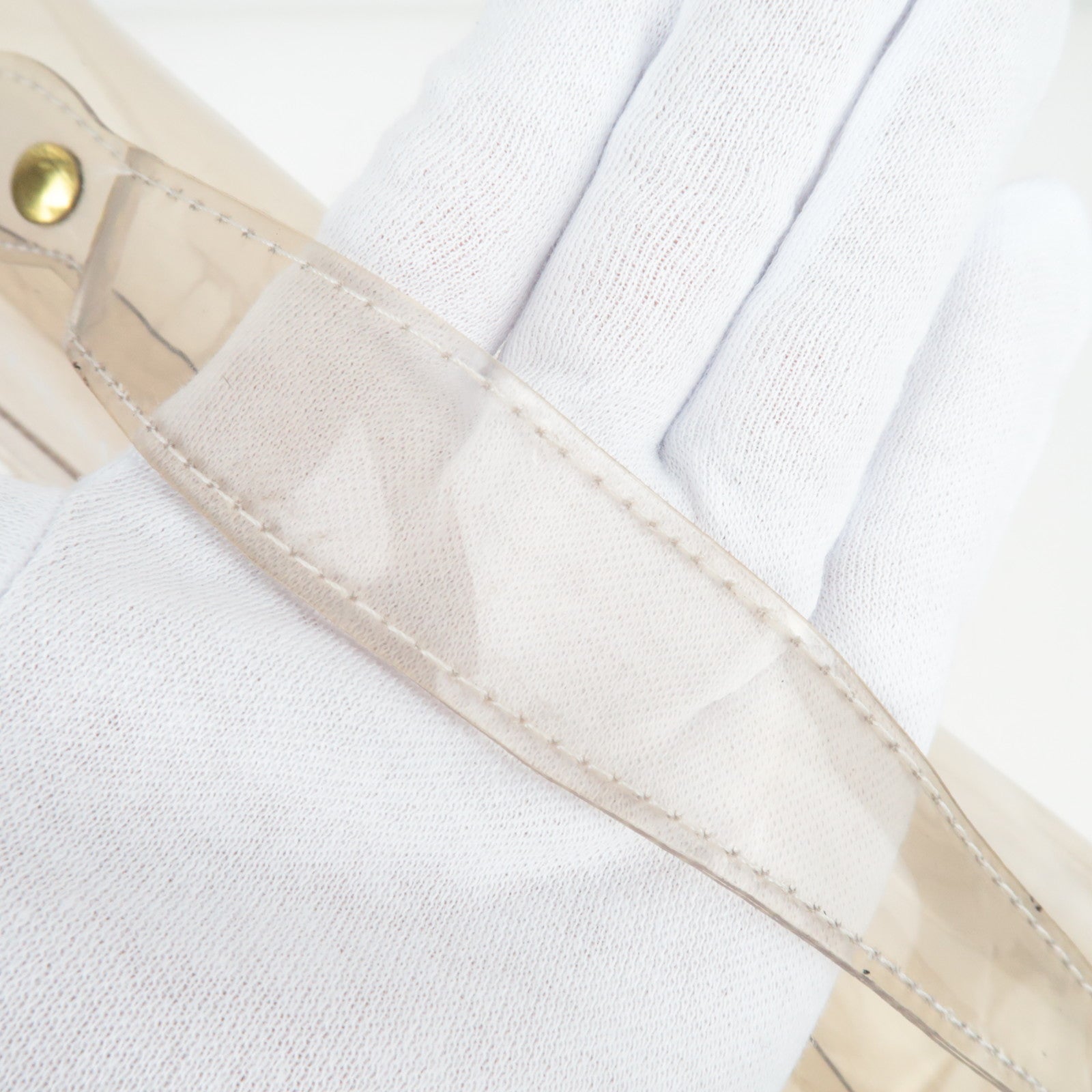 HERMES Vinyl Kelly handtas met doorzichtige gouden hardware