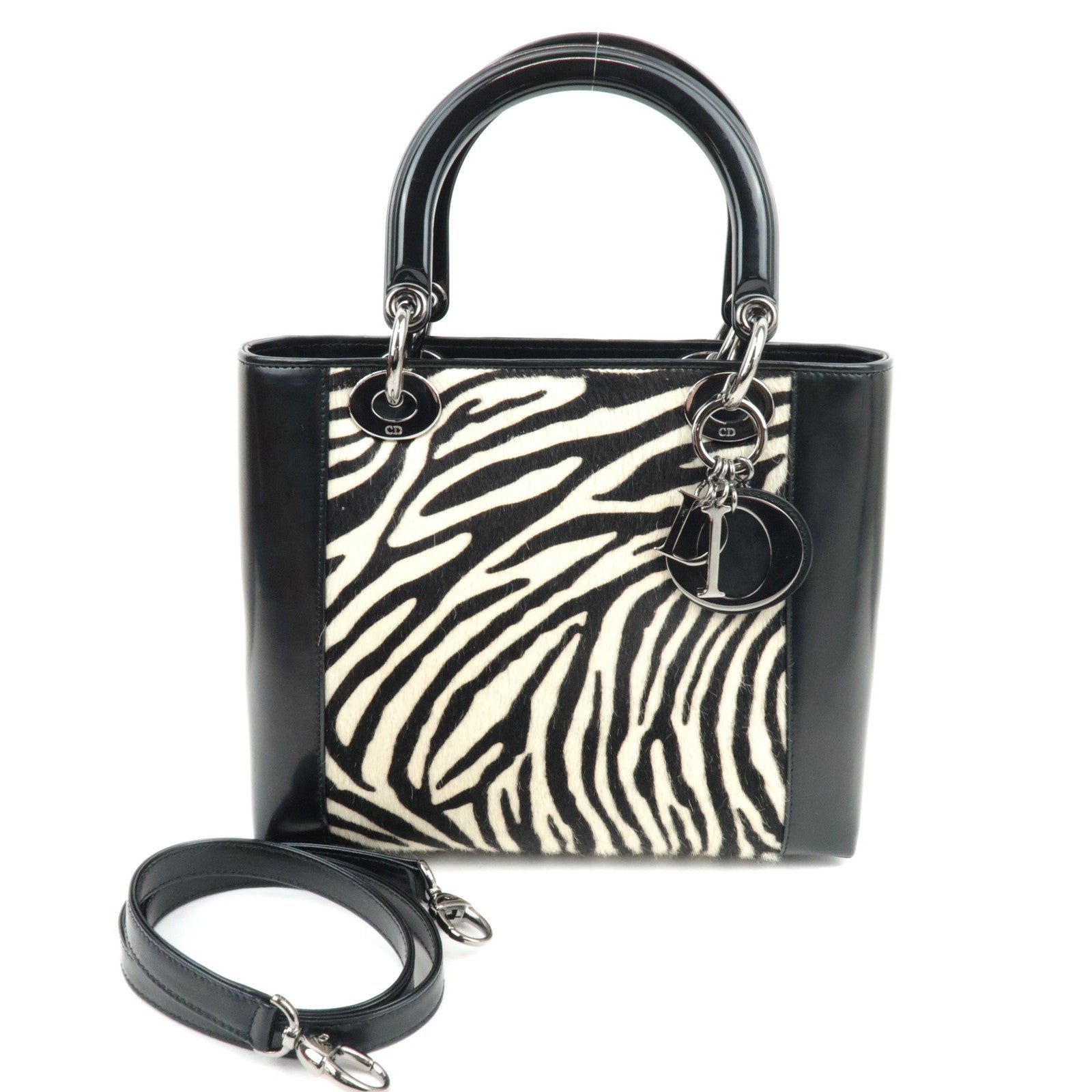 Dior Lady Dior Leather Pony hair Zebra Black White *Dustbag, Strap, Guarantee