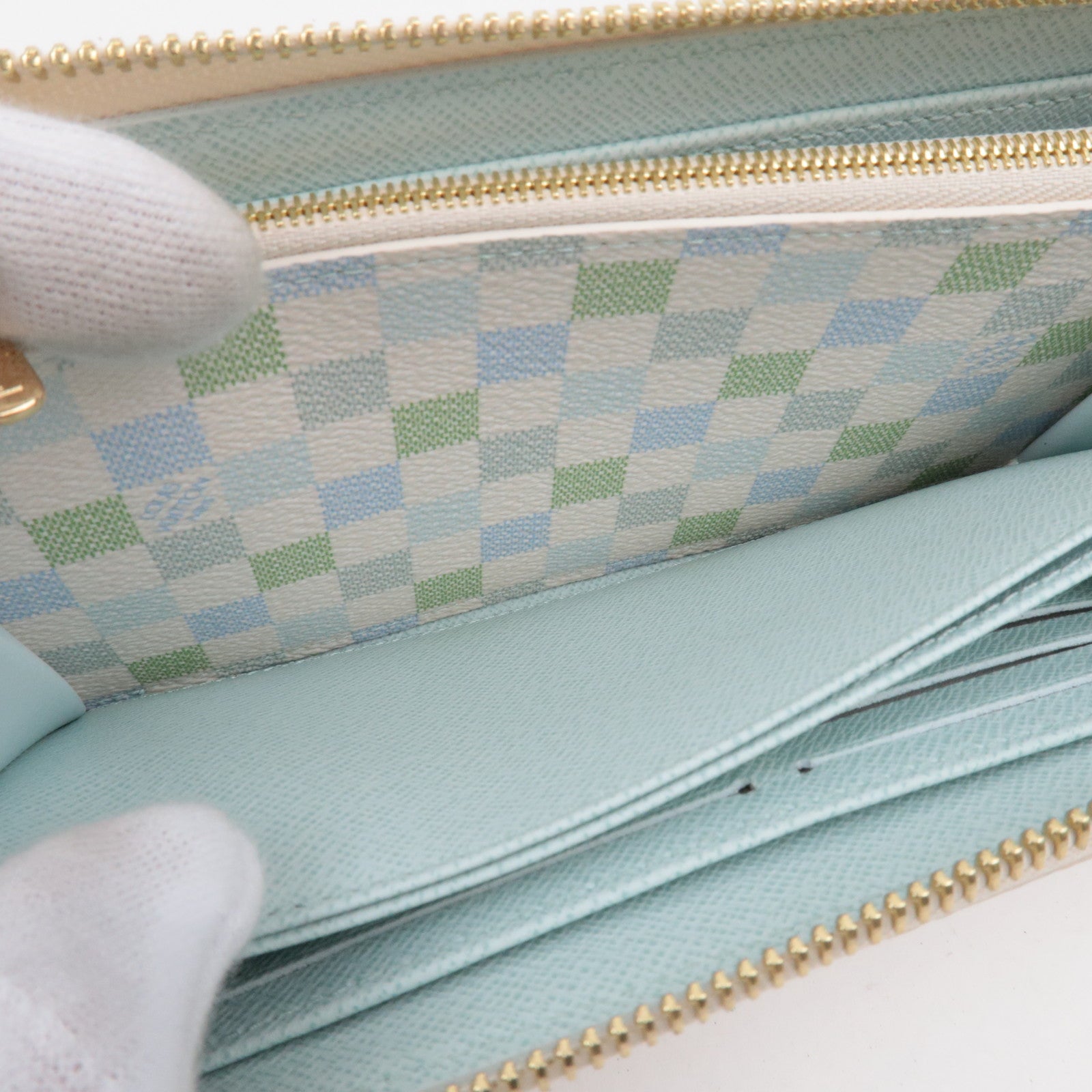 Louis Vuitton Damierlicious Zippy Wallet Pistachio N40748/RFID *Doos, Stofzak