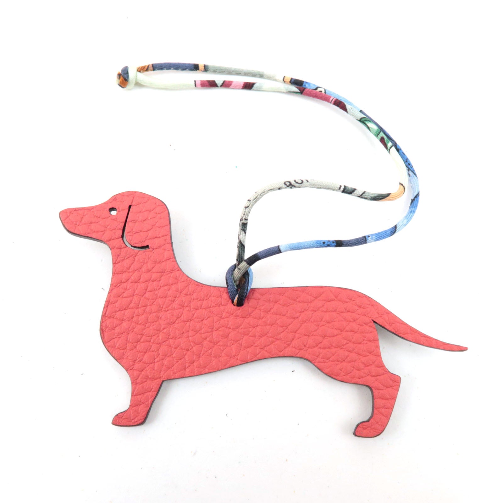 Hermes Petit H "Dachshund" Bag Charm Leather Red *Box