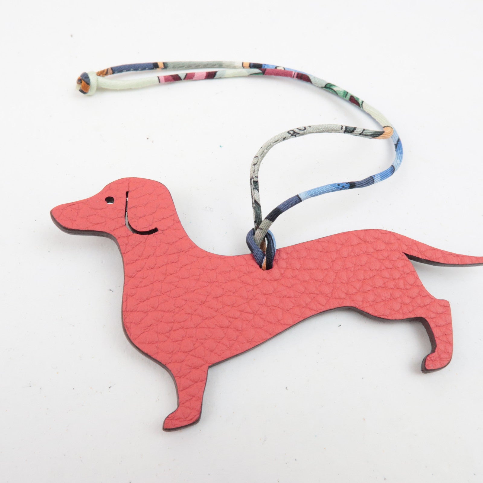 Hermes Petit H "Dachshund" Bag Charm Leather Red *Box
