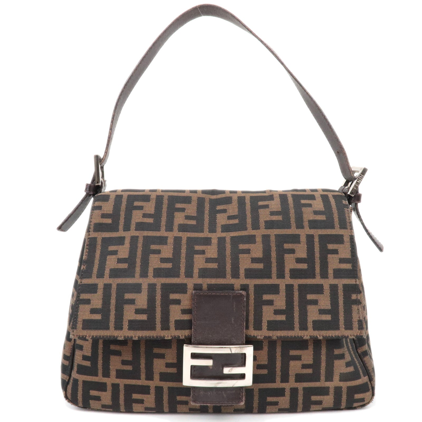 FENDI Zucca Mamma Baguette Shoulder Bag Brown