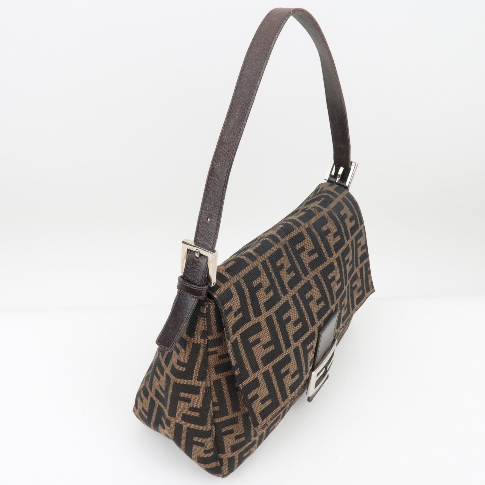 FENDI Zucca Mamma Baguette Shoulder Bag Brown