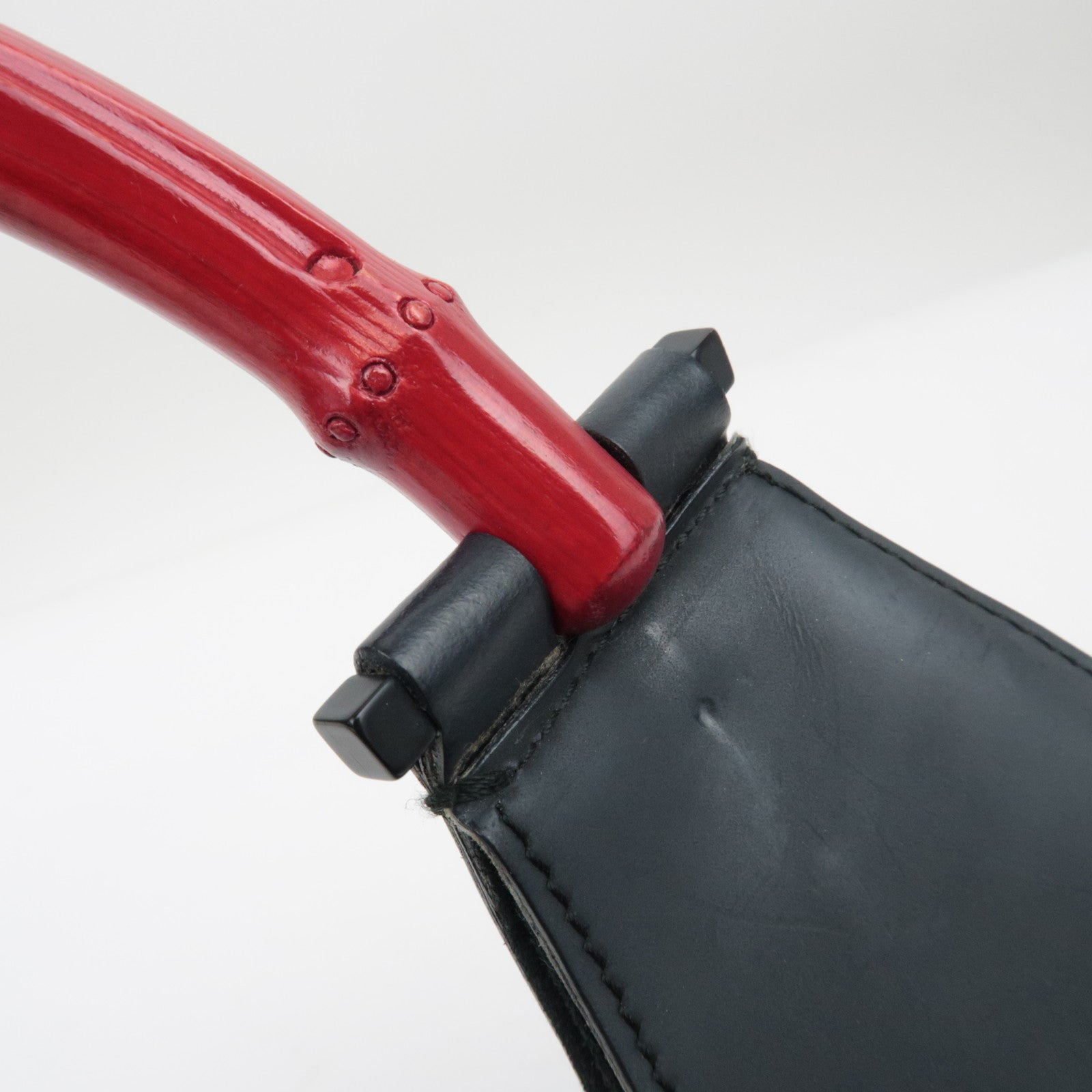 GUCCI Bamboo Shoulder Bag Black Red 001-3739/002058 *Dust bag