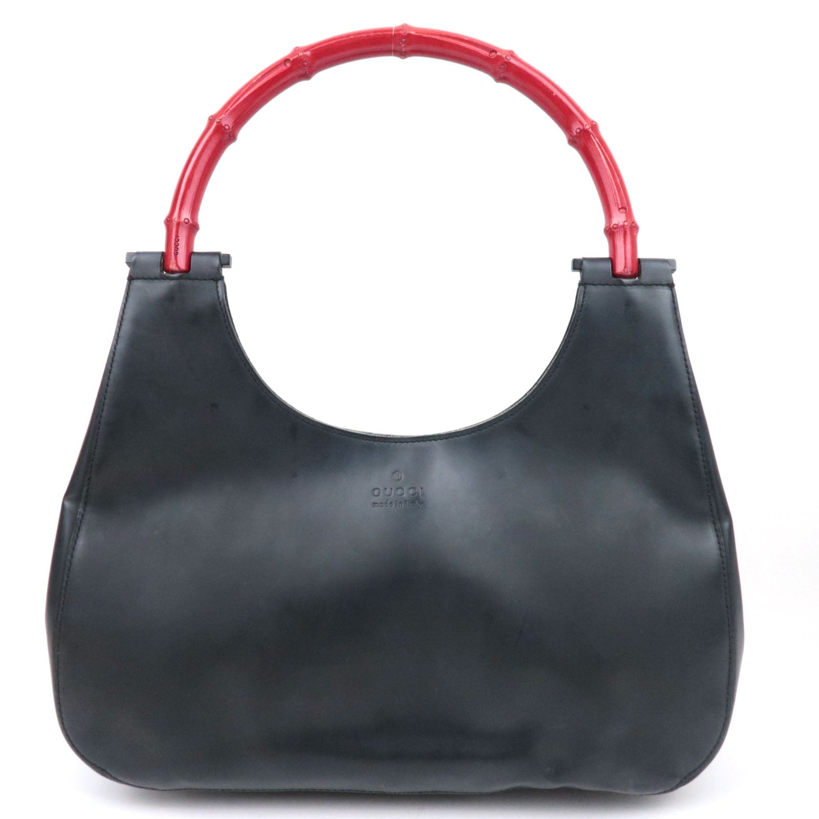 GUCCI Bamboo Shoulder Bag Black Red 001-3739/002058 *Dust bag