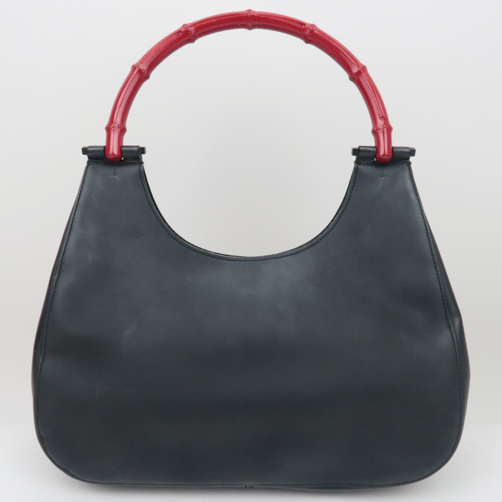 GUCCI Bamboo Shoulder Bag Black Red 001-3739/002058 *Dust bag