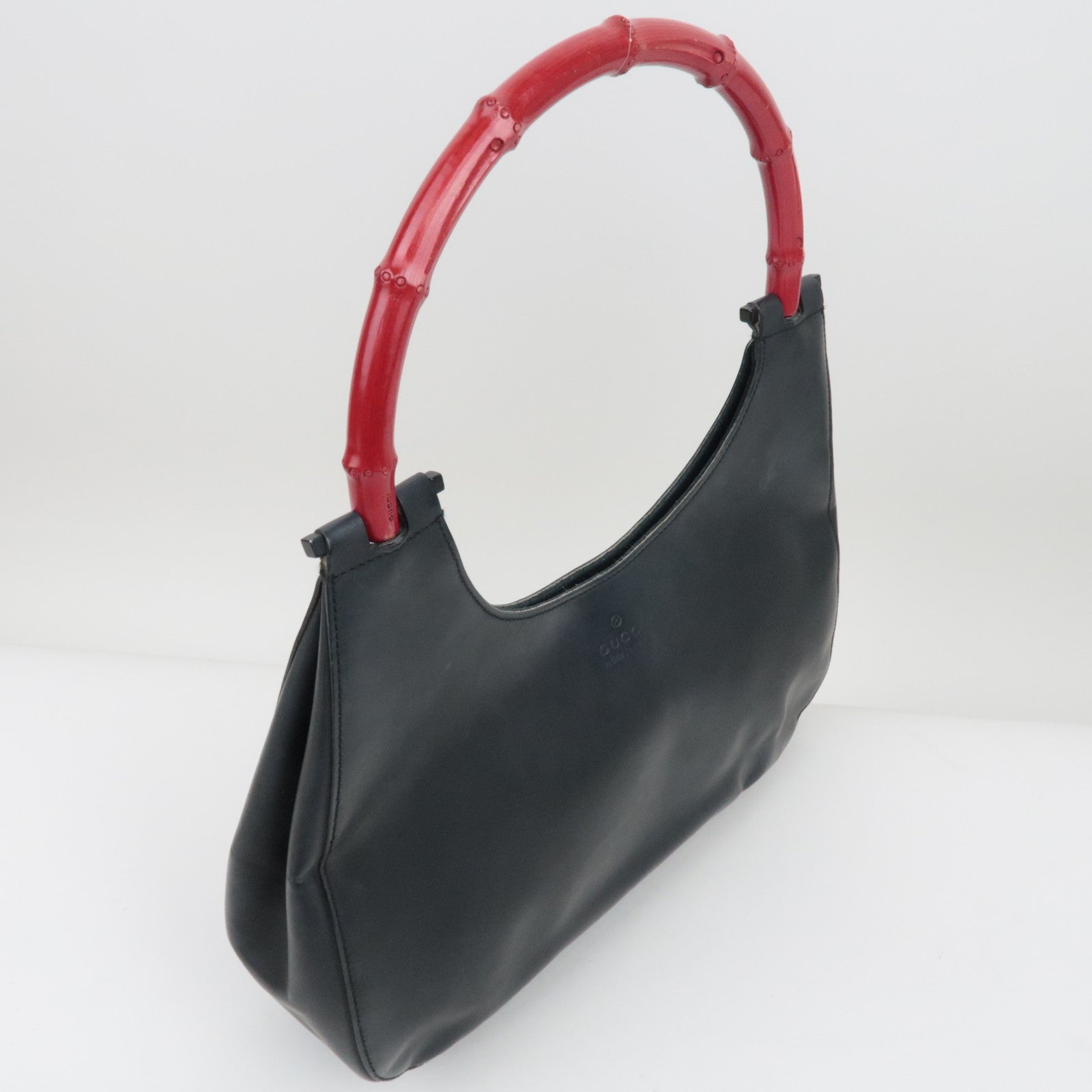 GUCCI Bamboo Shoulder Bag Black Red 001-3739/002058 *Dust bag
