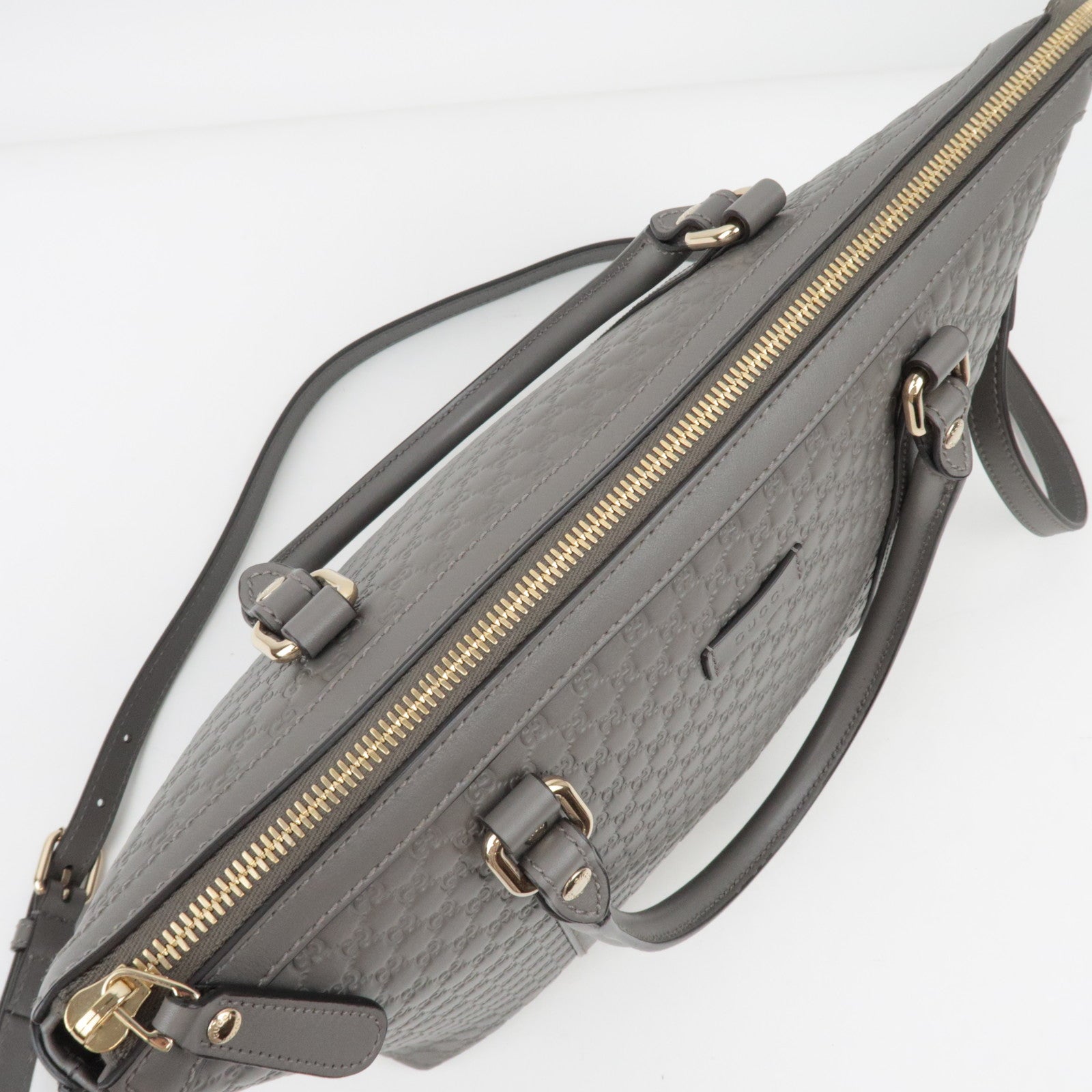 GUCCI Micro Guccissima leren 2-weg tas grijs 449656/525040 *band