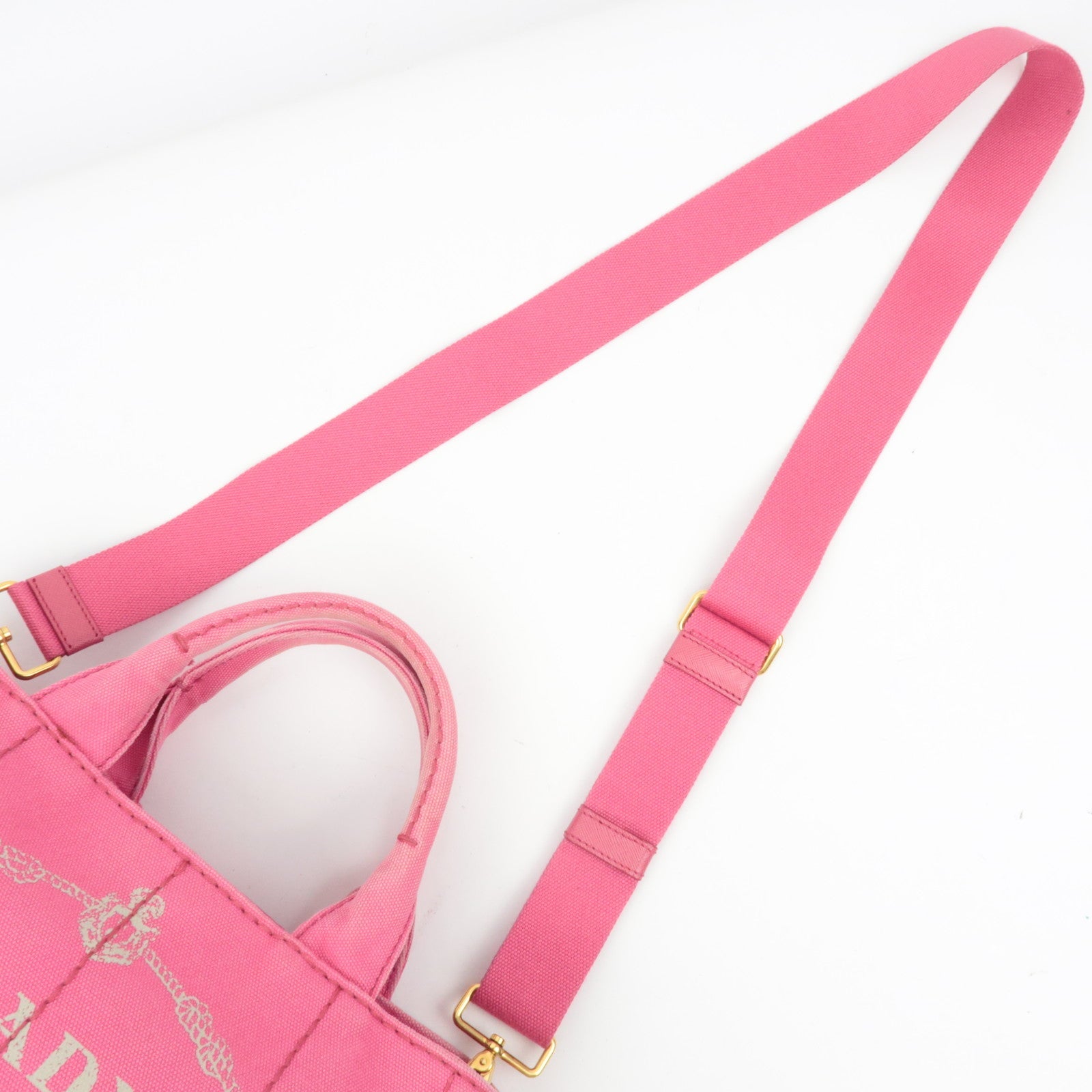 PRADA Canapa Tote Bag Pink B2439G *Dust bag, Strap, Card