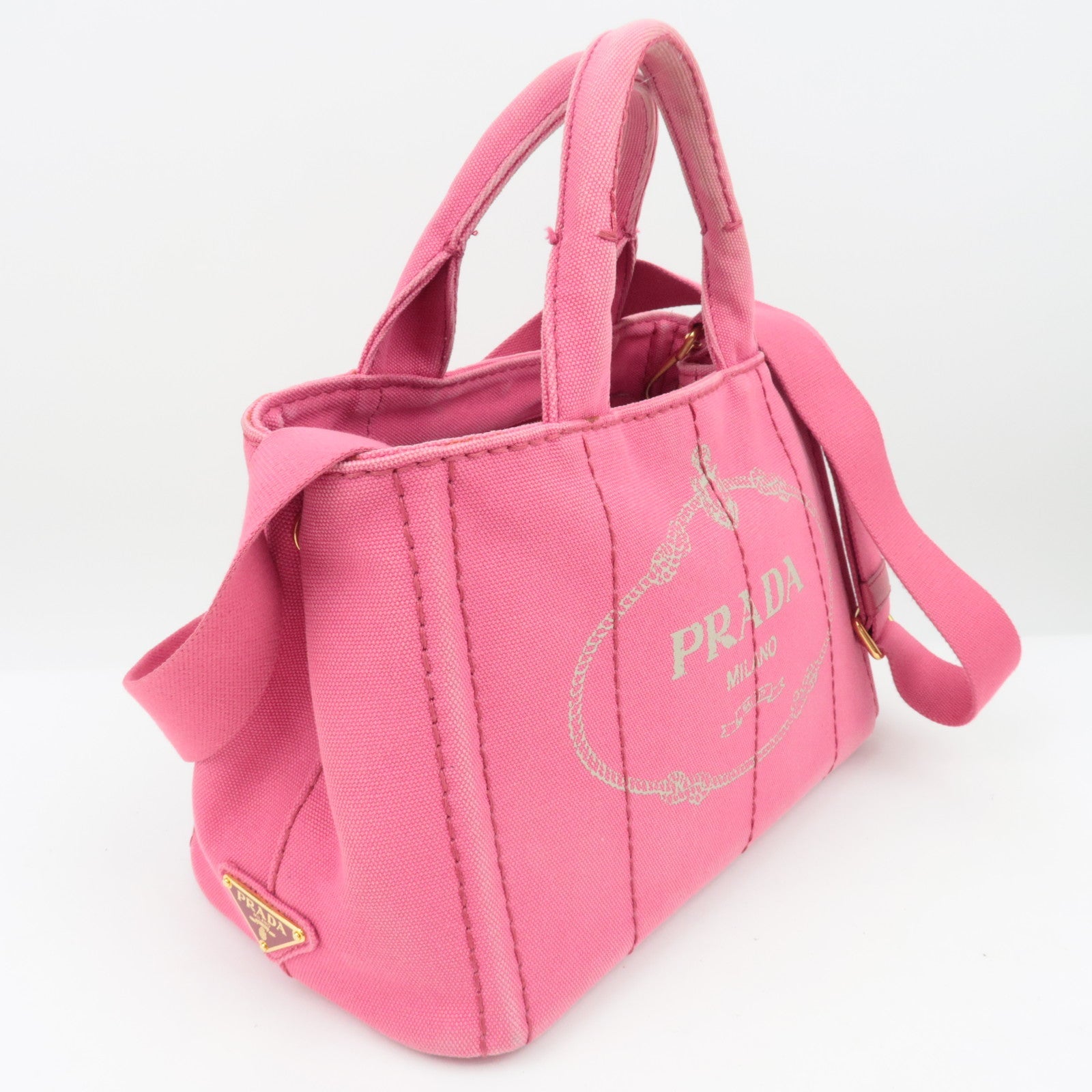 PRADA Canapa Tote Bag Pink B2439G *Dust bag, Strap, Card