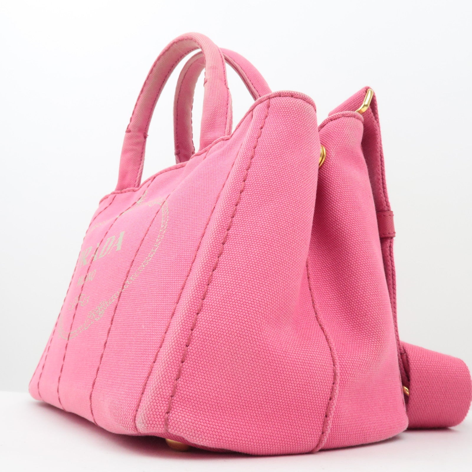 PRADA Canapa Tote Bag Pink B2439G *Dust bag, Strap, Card