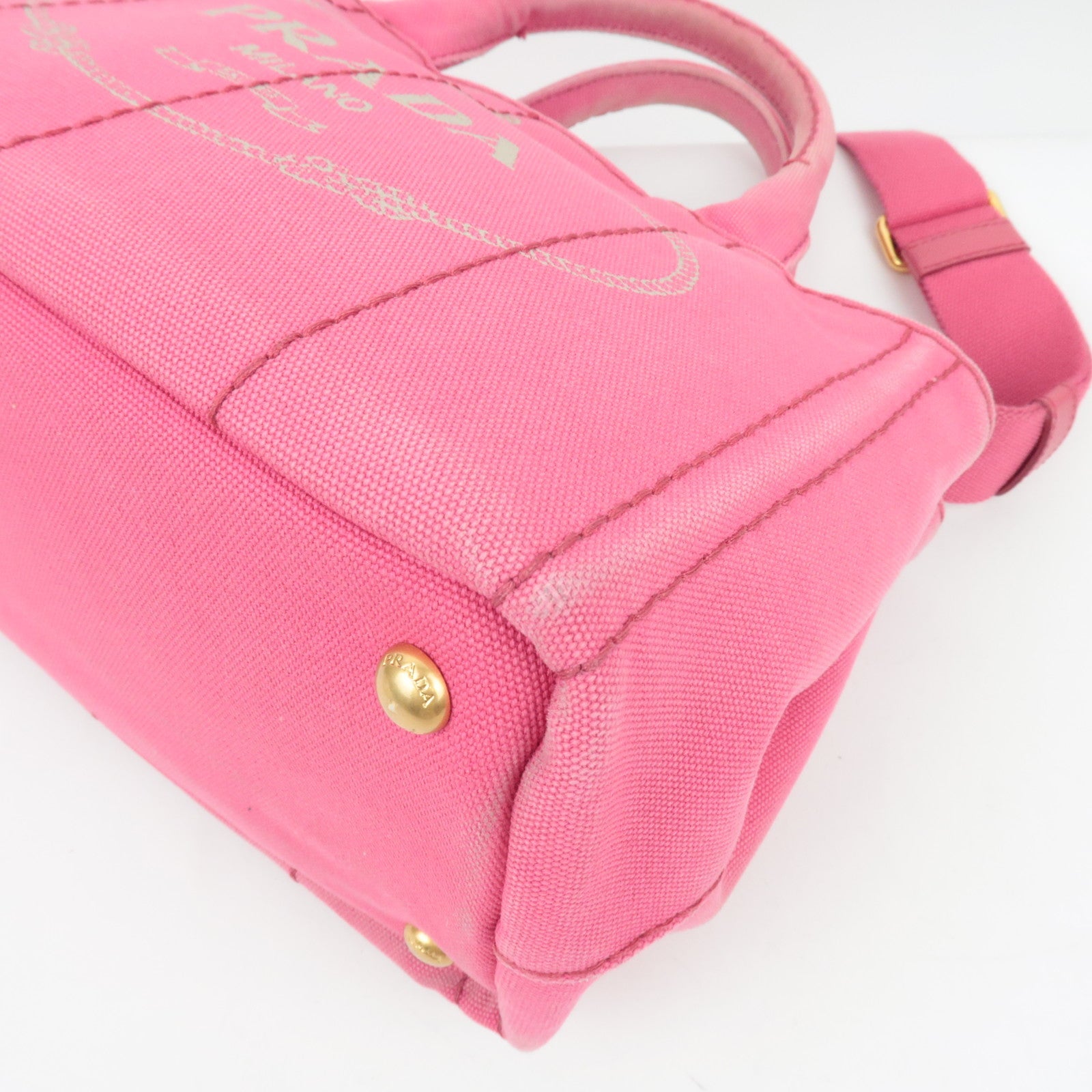 PRADA Canapa Tote Bag Pink B2439G *Dust bag, Strap, Card