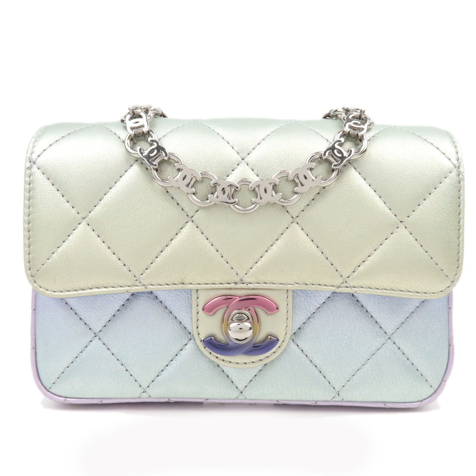 CHANEL Lambskin Mini Matelasse Wristlet Clutch Metalic Ombre HA6PKPX6