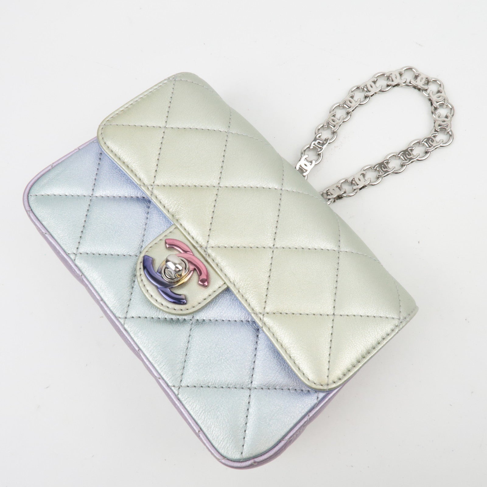 CHANEL Lambskin Mini Matelasse Wristlet Clutch Metalic Ombre HA6PKPX6