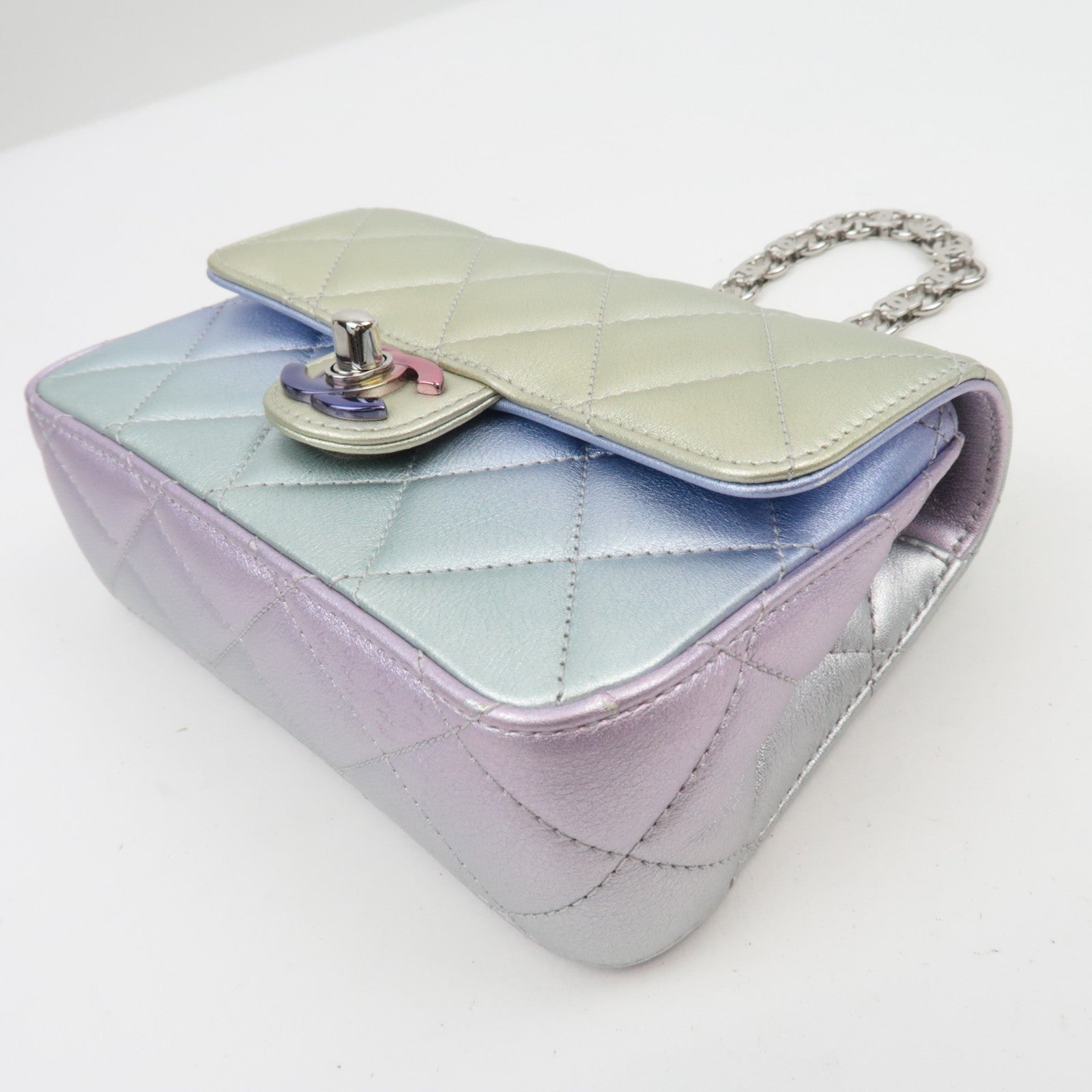 CHANEL Lambskin Mini Matelasse Wristlet Clutch Metalic Ombre HA6PKPX6