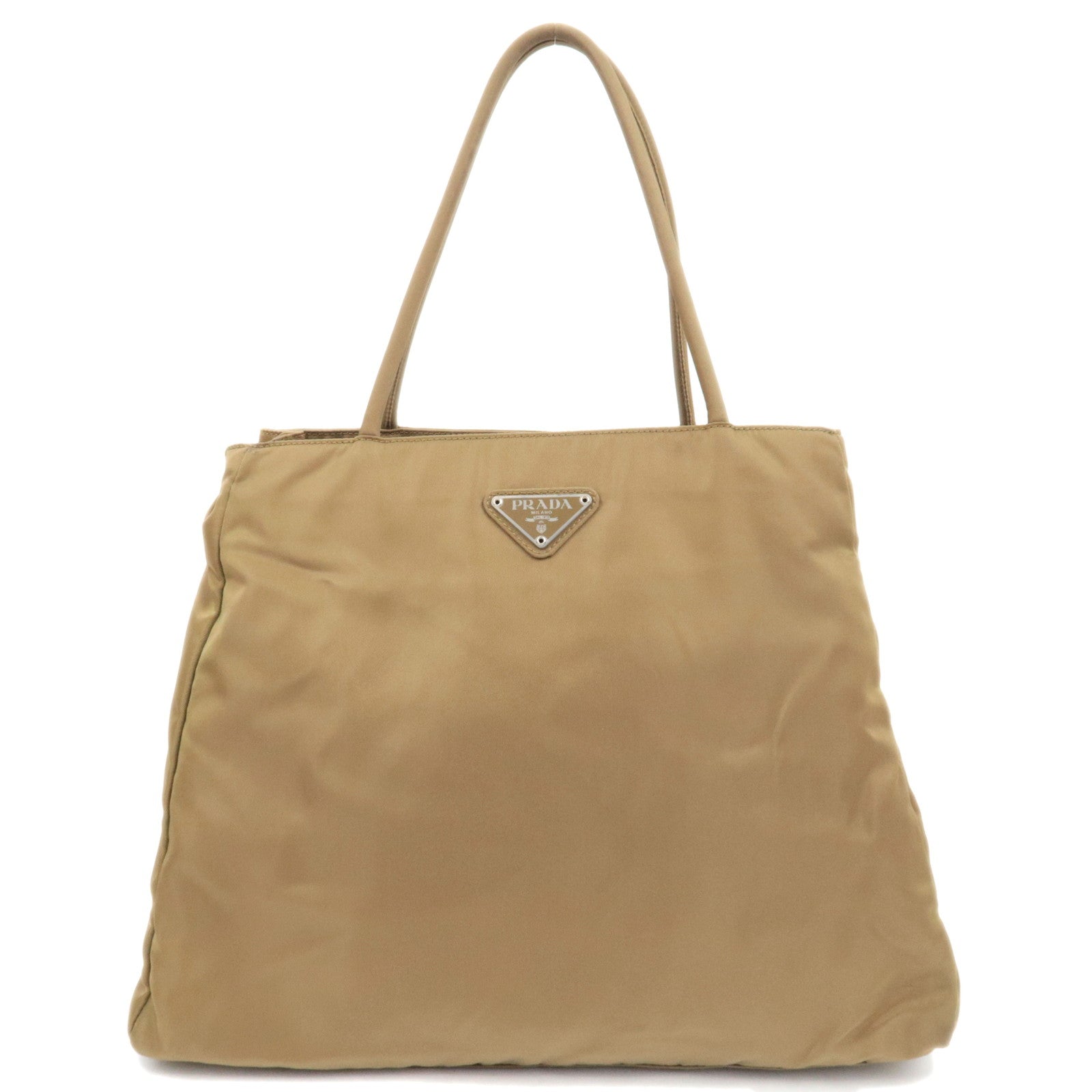PRADA Logo Nylon Tote Bag Khaki Beige