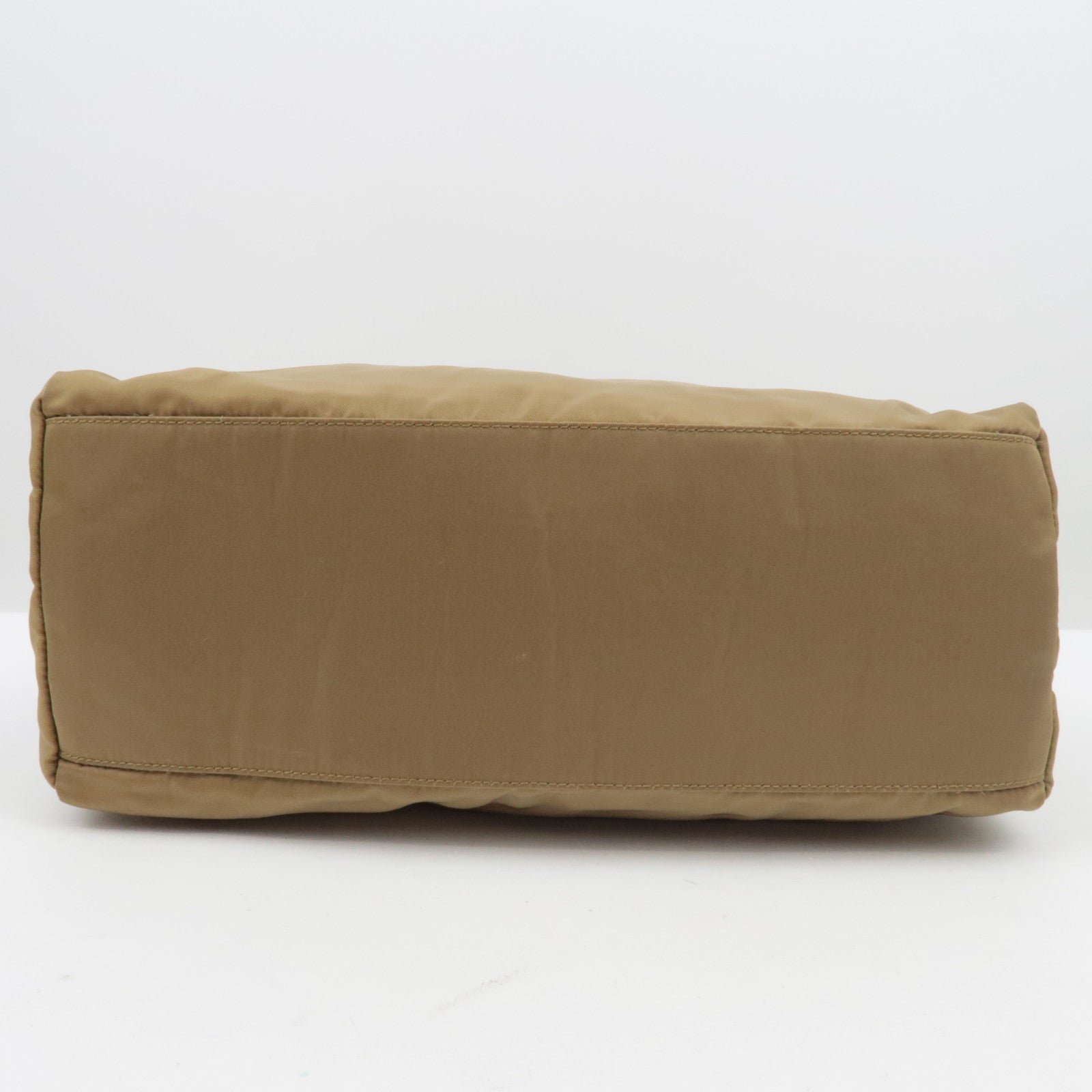 PRADA Logo Nylon Tote Bag Khaki Beige