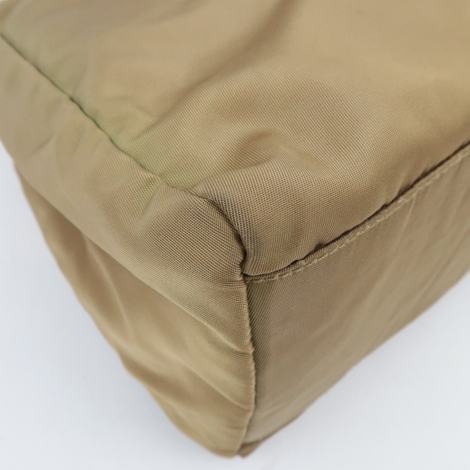 PRADA Logo Nylon Tote Bag Khaki Beige