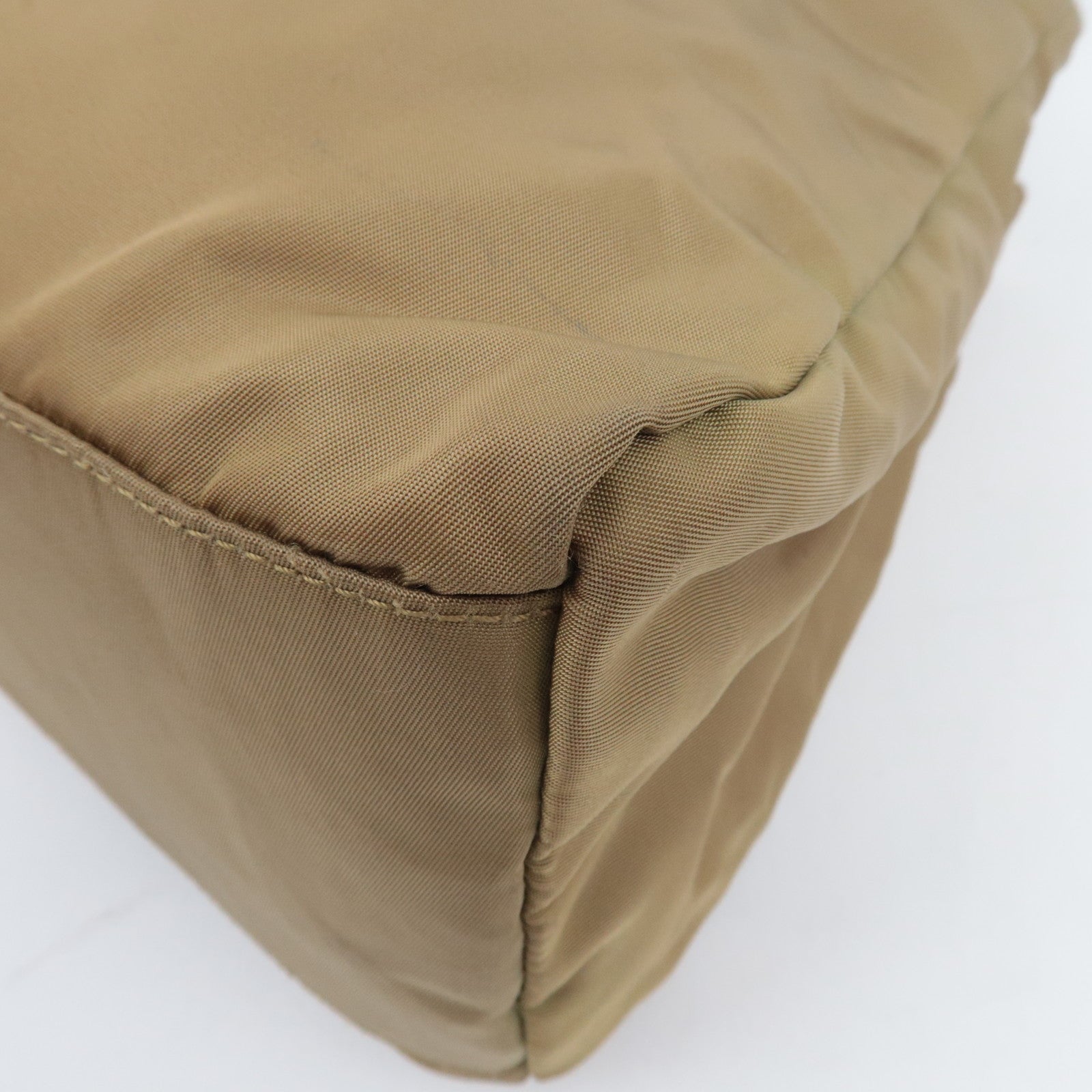 PRADA Logo Nylon Tote Bag Khaki Beige