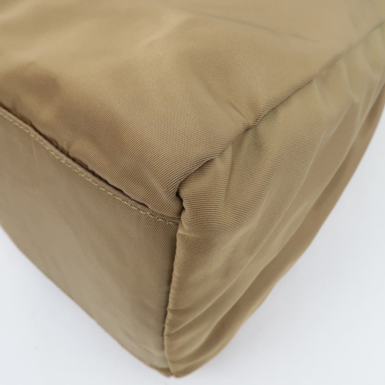 PRADA Logo Nylon Tote Bag Khaki Beige