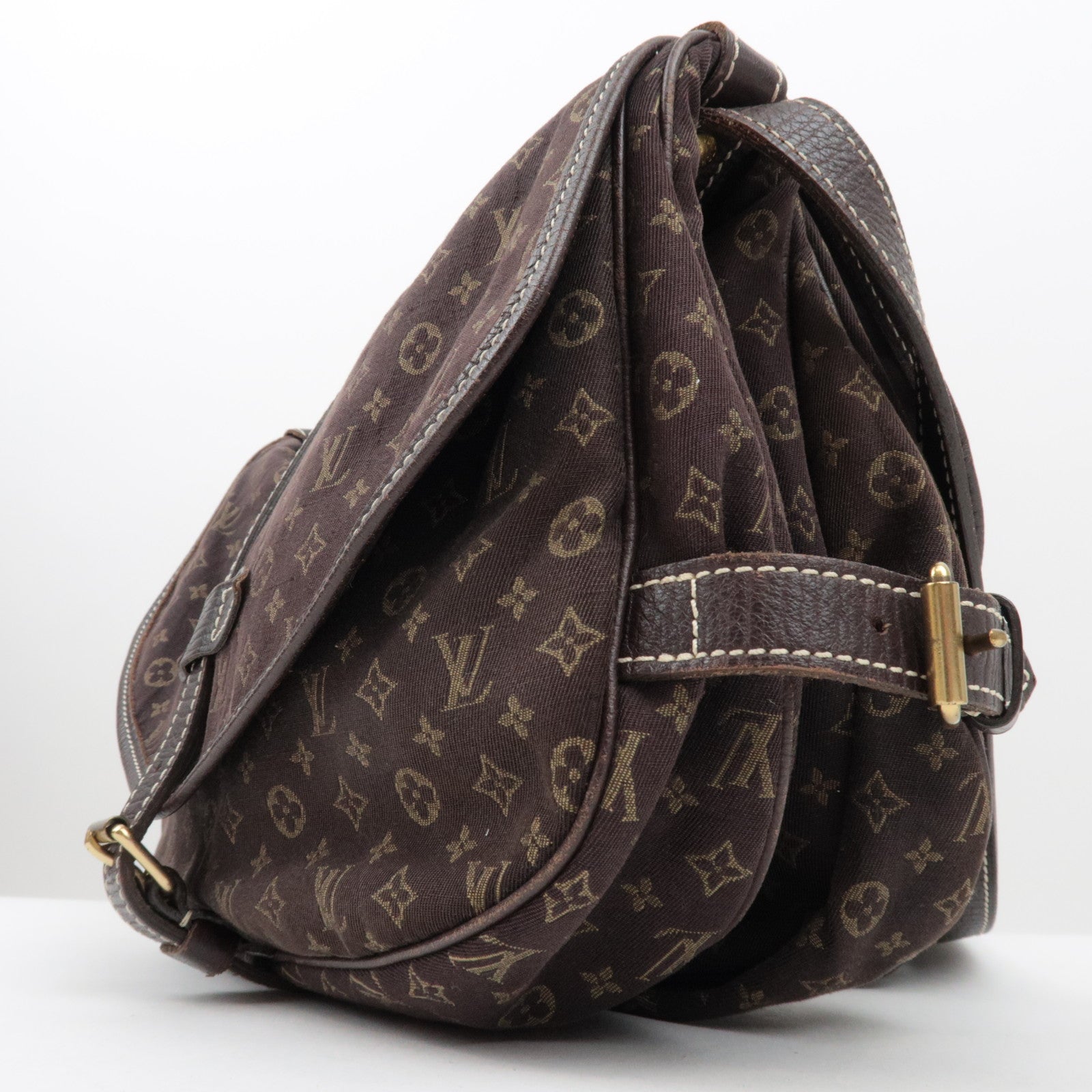 Louis Vuitton Monogram Mini Lin Saumur 30 Ebene Brown M95227 / MB1006 *Dust bag