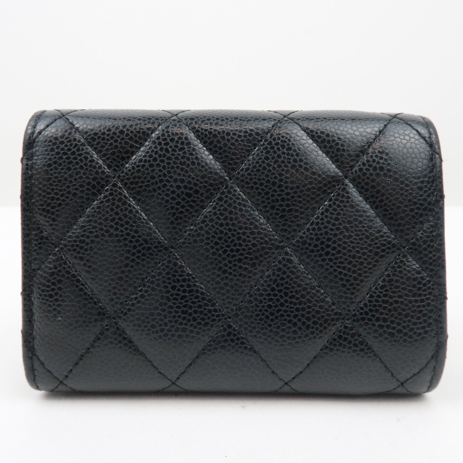 CHANEL Caviarskin Trifold Wallet Small Flap Wallet Black E1X0XT95