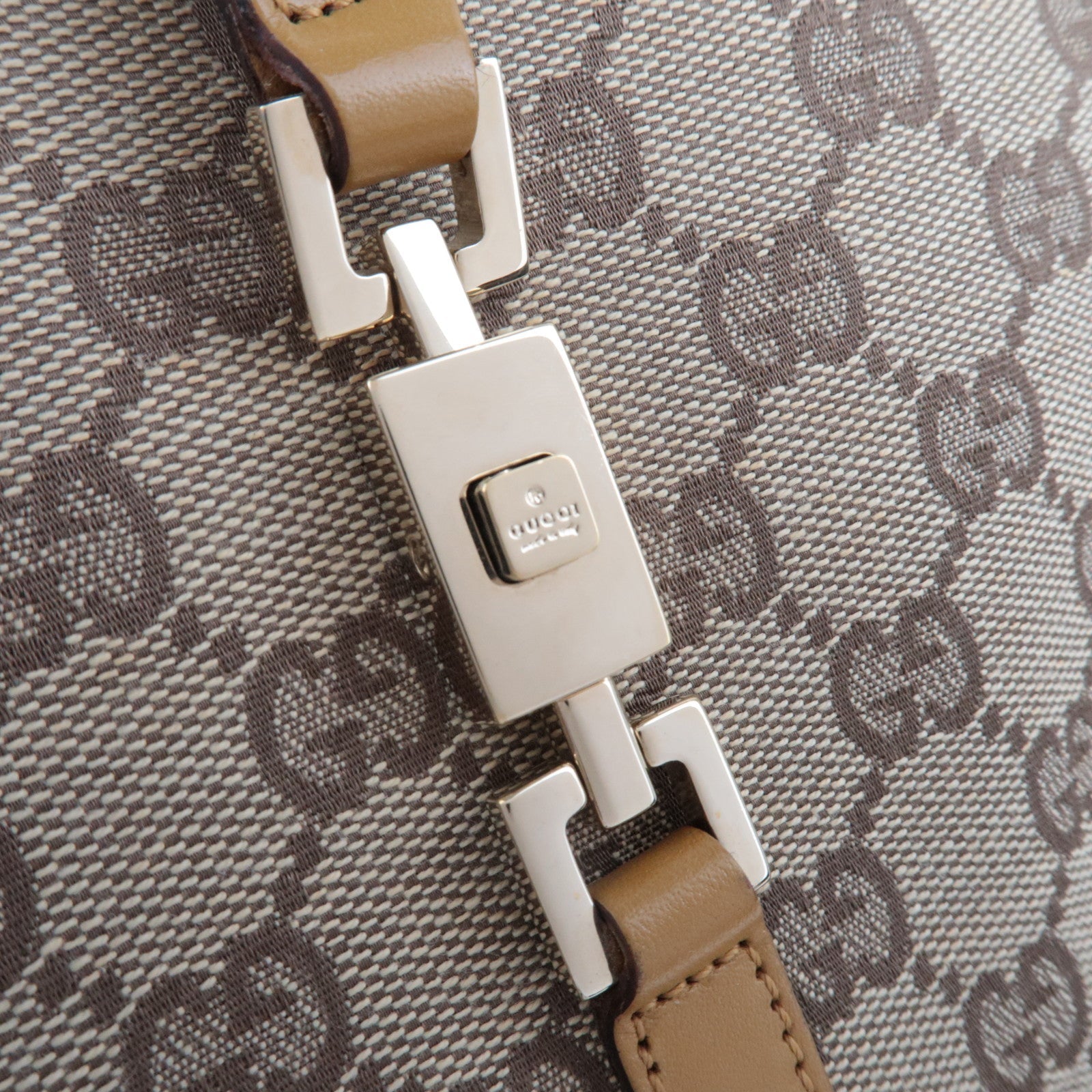 GUCCI Jackie GG Canvas leren handtas beige 002.1068 *Stofzak