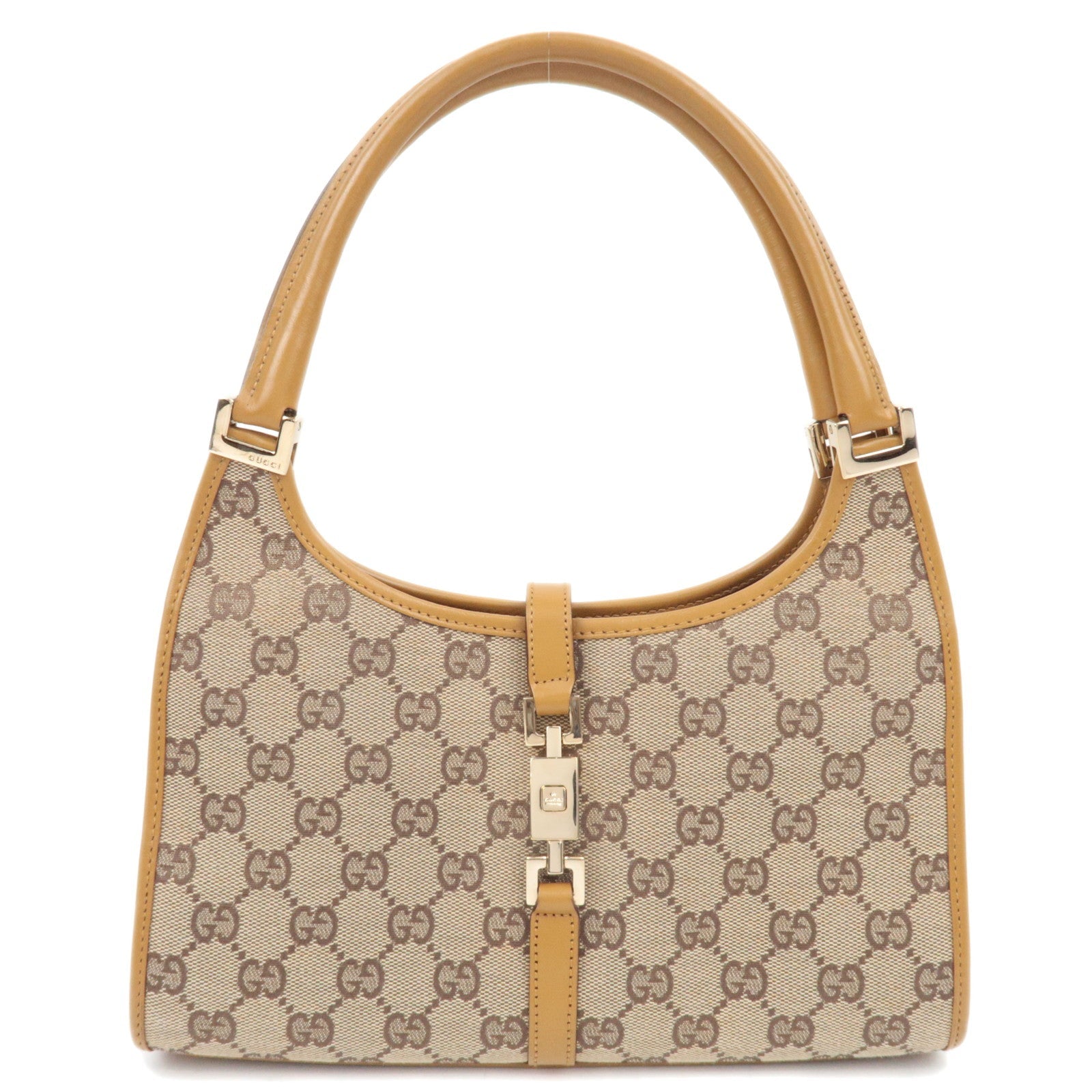 GUCCI Jackie GG Canvas Leather Hand Bag Beige 002.1068 *Dust bag