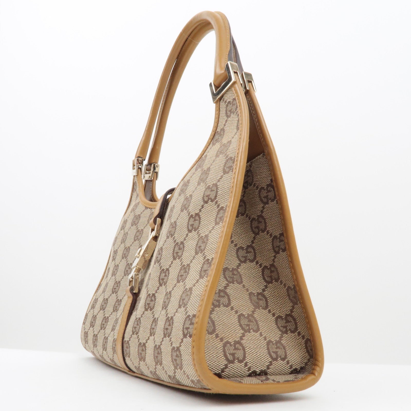 GUCCI Jackie GG Canvas leren handtas beige 002.1068 *Stofzak
