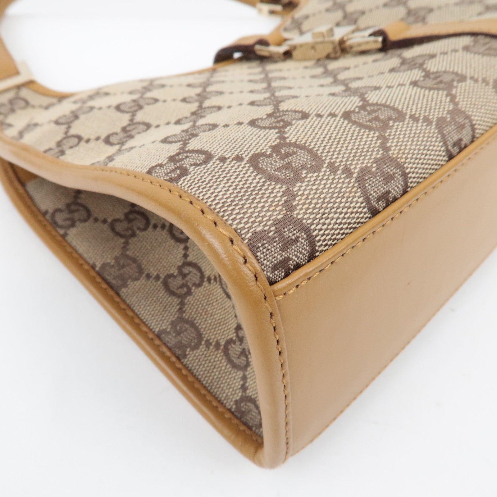 GUCCI Jackie GG Canvas leren handtas beige 002.1068 *Stofzak