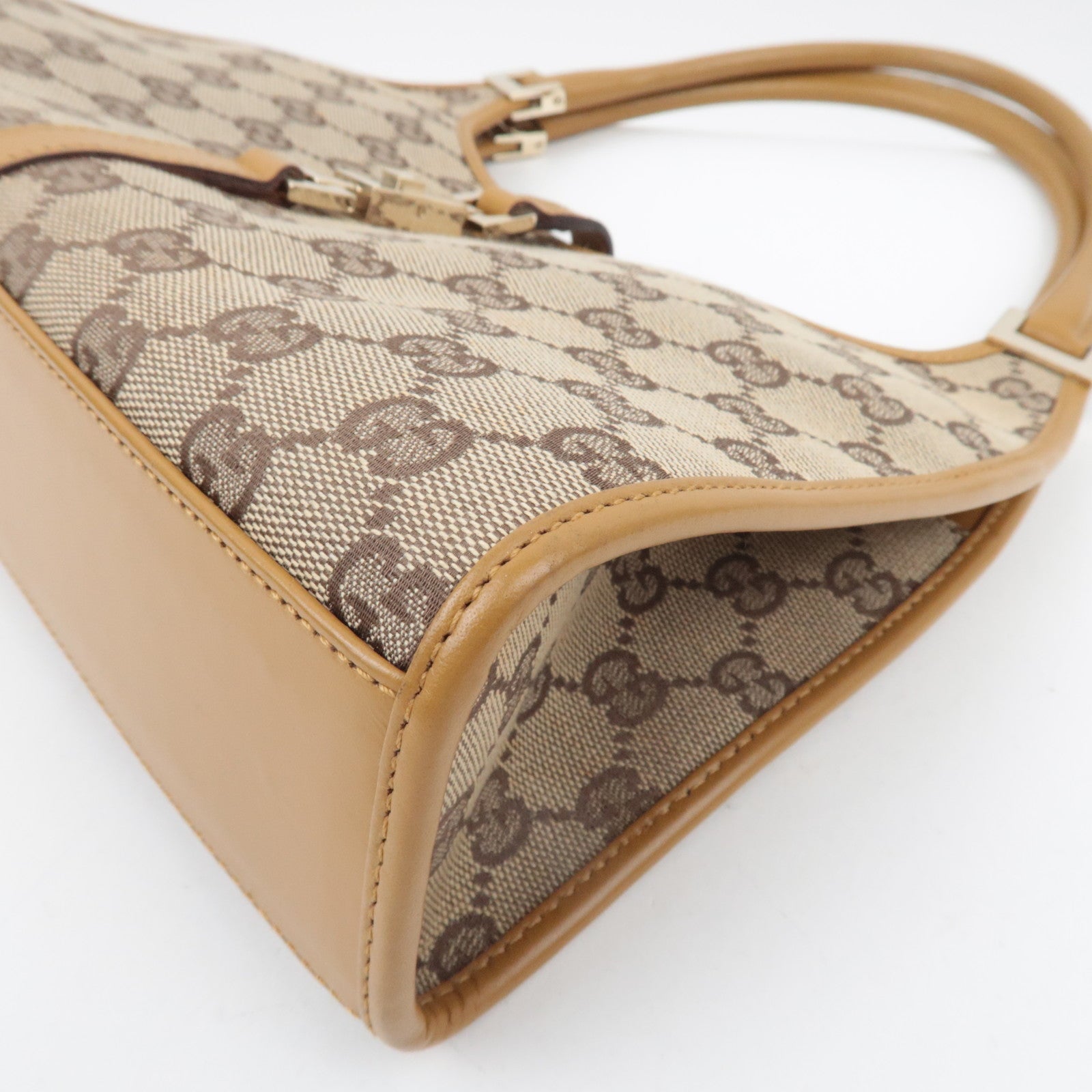 GUCCI Jackie GG Canvas leren handtas beige 002.1068 *Stofzak