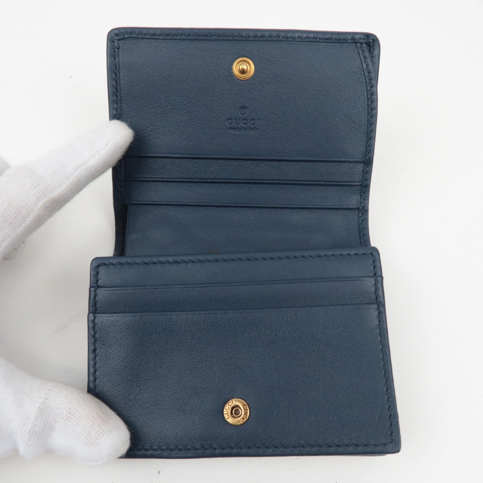 GUCCI Flora Bi Fold Compact Wallet Navy White 536353 *Doos, stofzak