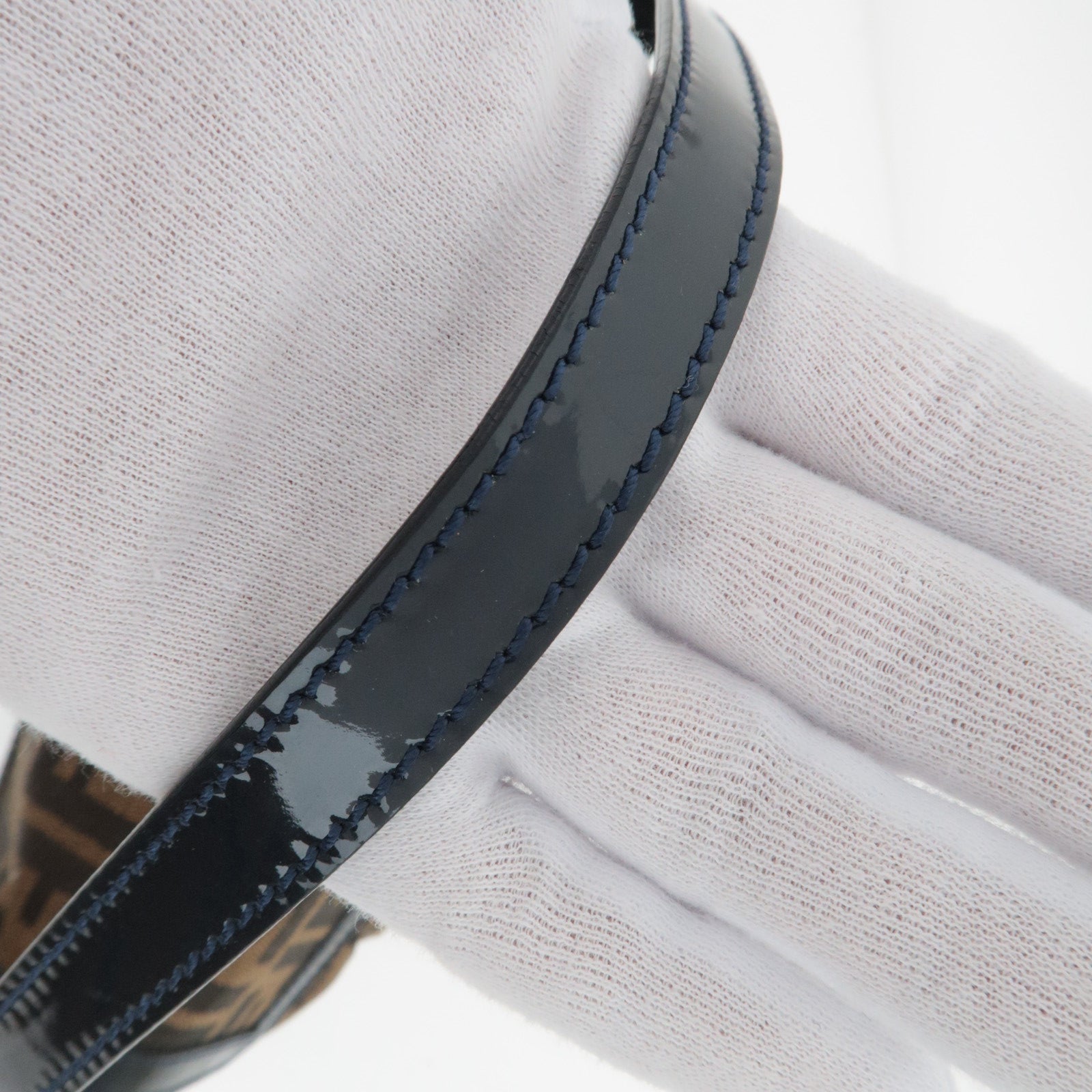 FENDI Zucca Canvas Leather Pataent Shoulder Bag 8BR445 *Dust bag, Charm