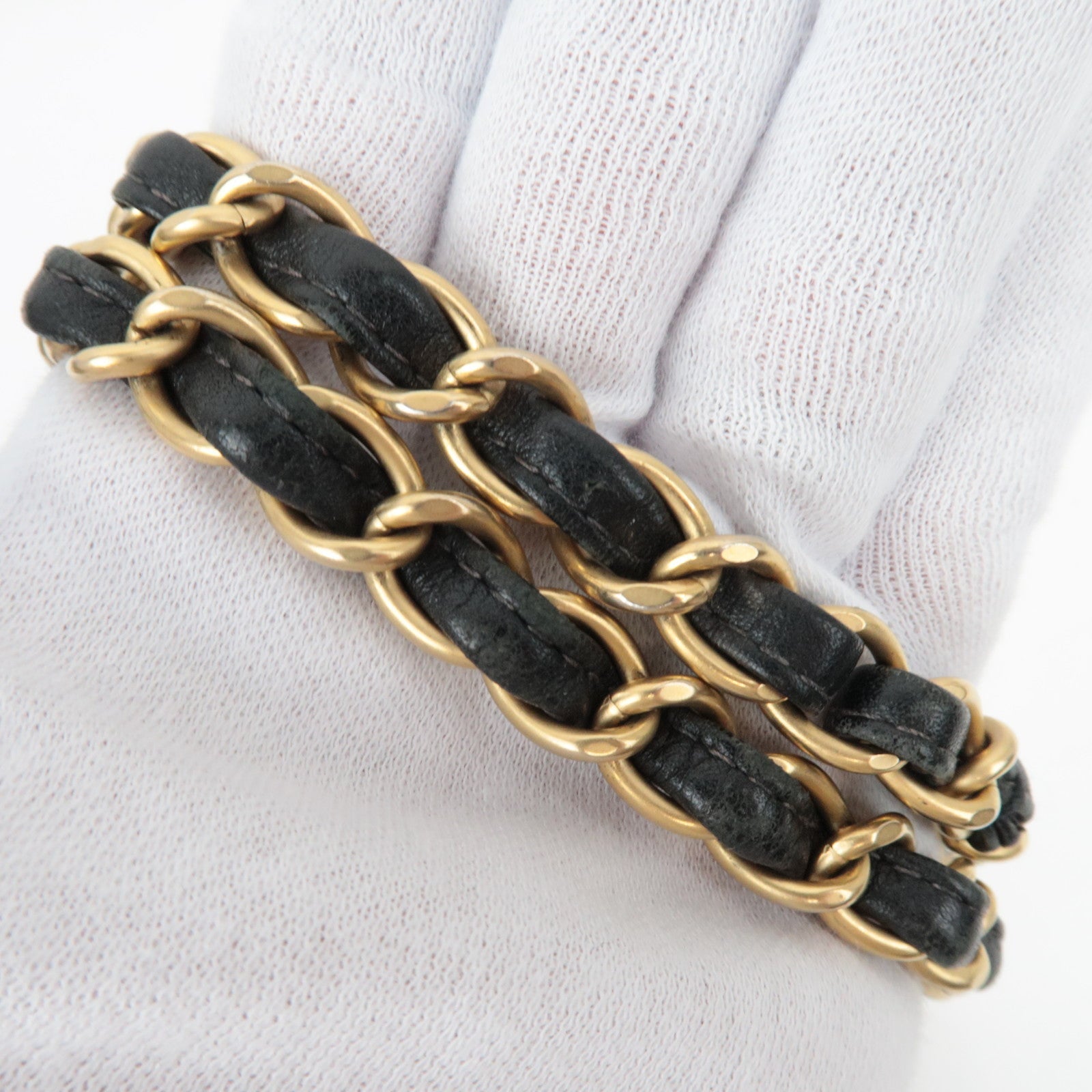 CHANEL WildStitch Leather W Chain Bag Black Gold HDW A14687 *Dust bag, G Card