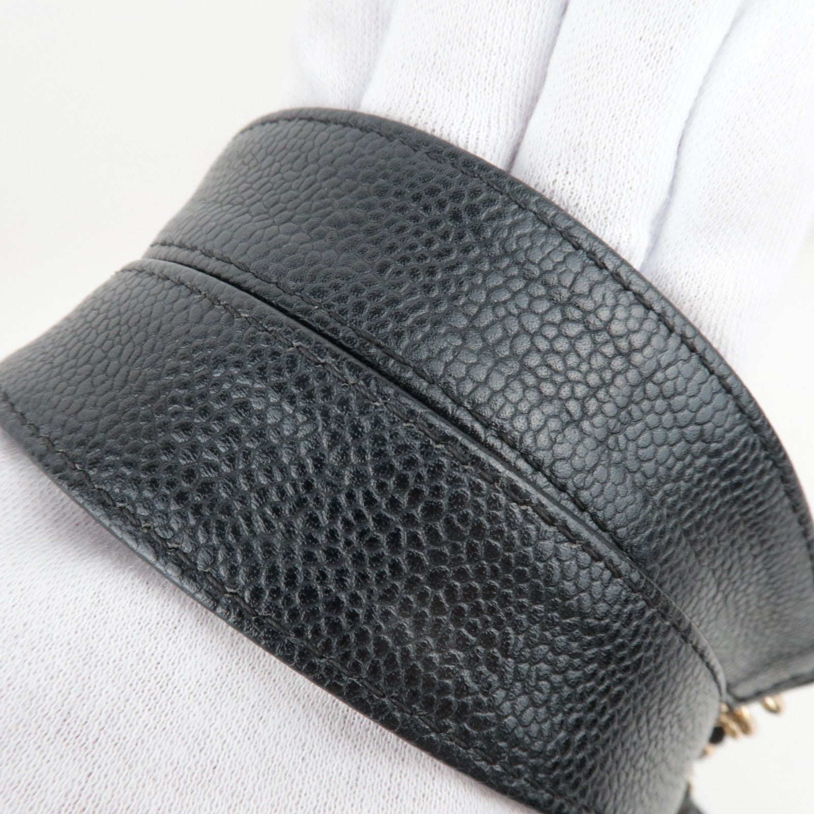 CHANEL Caviar Skin GST Chain Tote Bag Black Gold HDW A50995/8201624