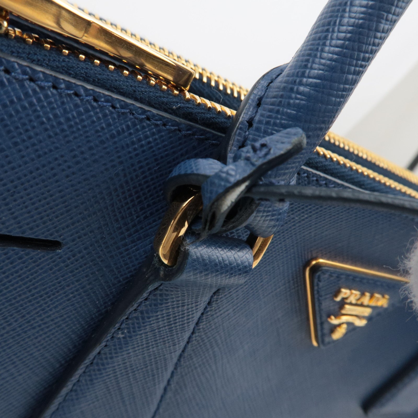 PRADA Saffiano Leather Galleria Bag Blue BN2863 *Dust bag, Strap, G card