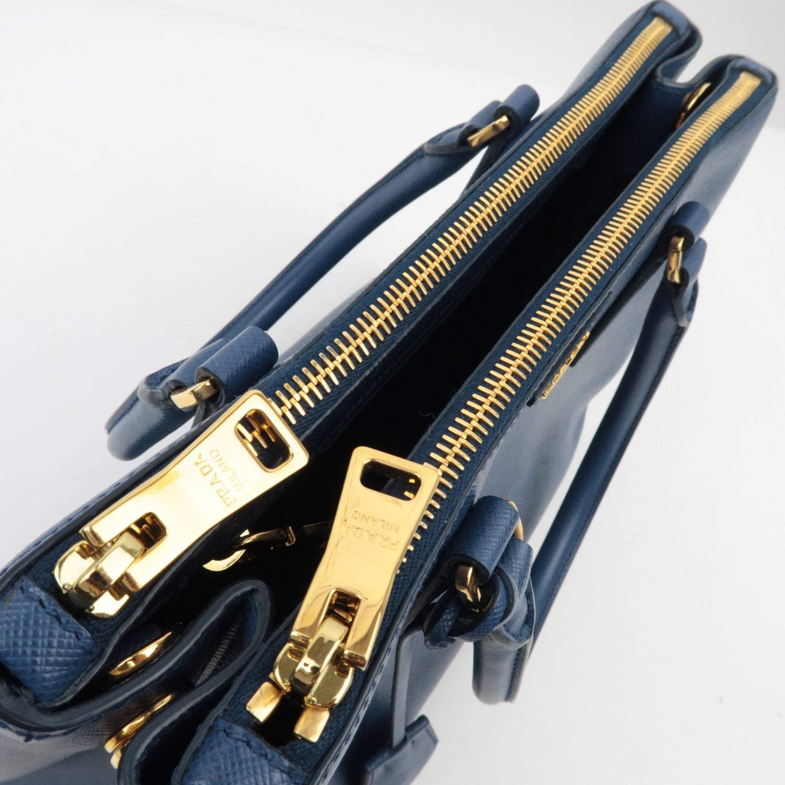 PRADA Saffiano Leather Galleria Bag Blue BN2863 *Dust bag, Strap, G card