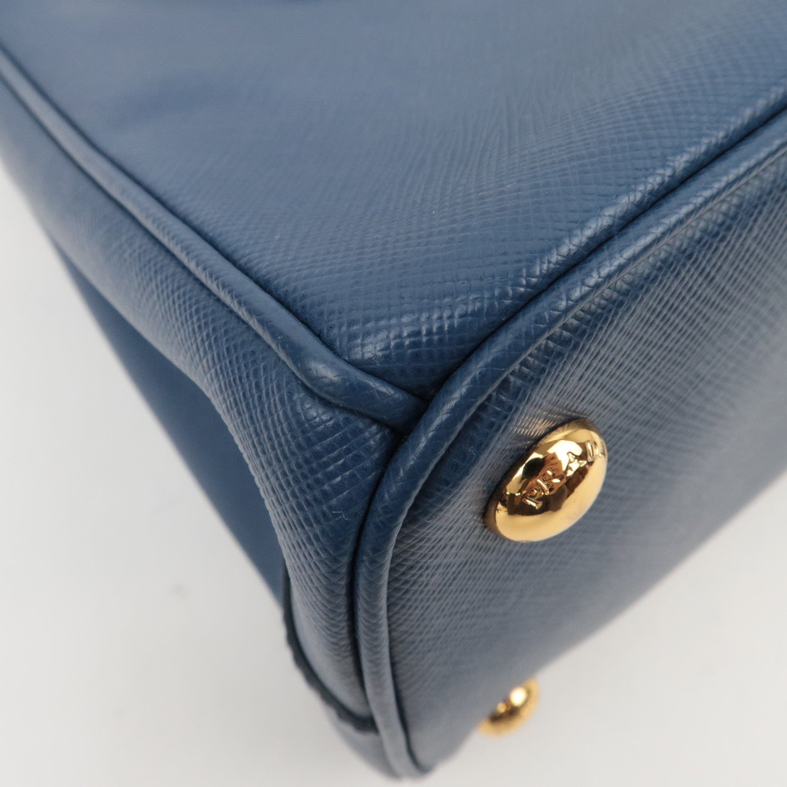 PRADA Saffiano Leather Galleria Bag Blue BN2863 *Dust bag, Strap, G card