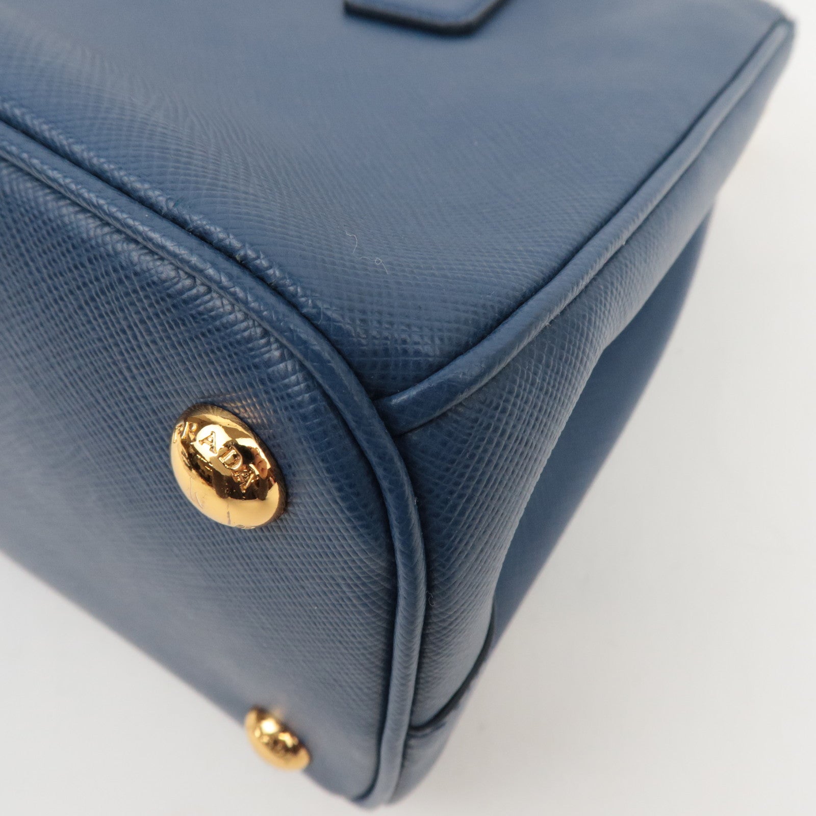 PRADA Saffiano Leather Galleria Bag Blue BN2863 *Dust bag, Strap, G card